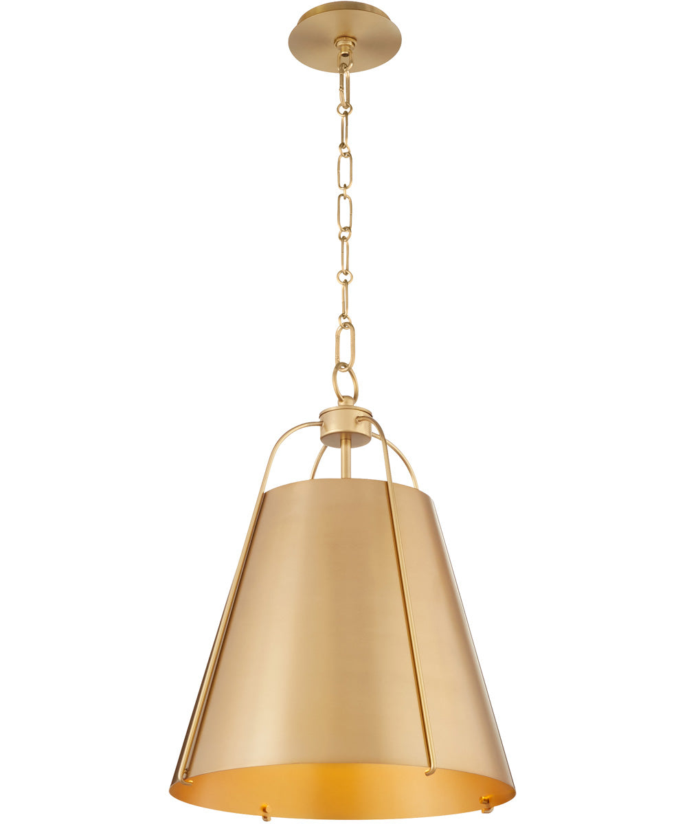Vintage Aged Brass Pendant Light - Single Bulb Hanging Fixture for Dining Room, Kitchen Island, or Entryway Lighting