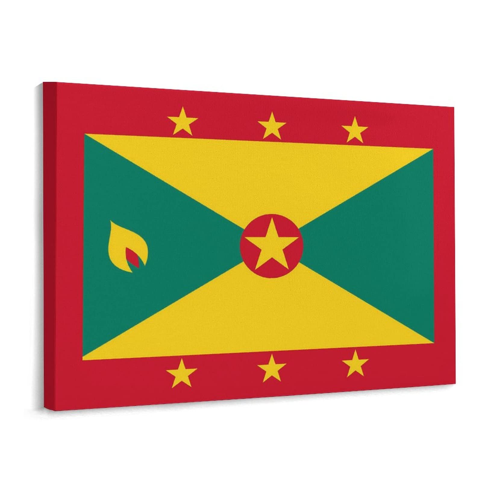 Grenada Flag Print Canvas Wall Art - Custom Bathroom Decor for Home, Living Room, Office & Restaurant | Tropical Island Themed Wall Hanging Picture