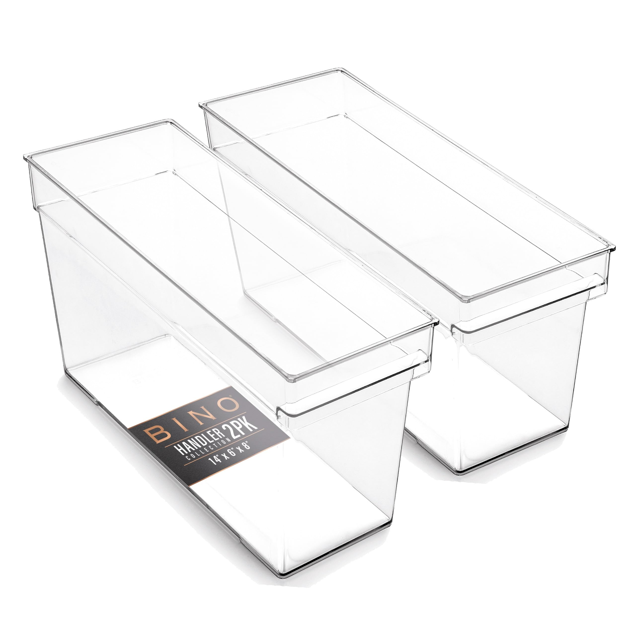 BINO Plastic Storage Bins - Medium Deep Clear Organizer Containers for Kitchen Pantry, Freezer & Home Organization | Multipurpose Storage Solutions for Closet, Office & Kids Room | THE HANDLER COLLECTION