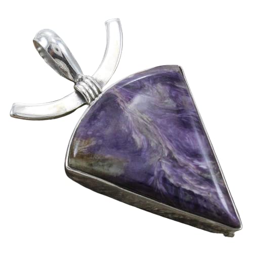 925 Sterling Silver Triangle Charoite Pendant Necklace for Women - Handmade Unique Jewelry Gift for Christmas, Birthday & Special Occasions | Perfect for Everyday Wear, Parties & Gifting