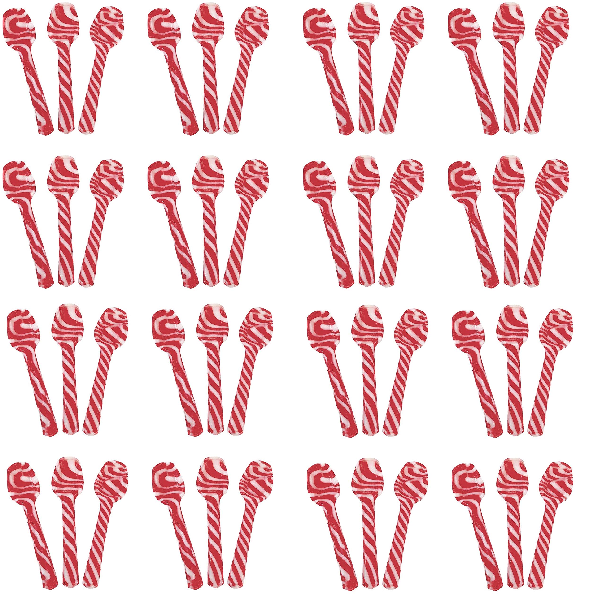 SAVYT Edible Candy Cane Peppermint Spoons - Bulk Pack of 48 for Hot Chocolate & Coffee - Christmas Party Favors, Birthday Goody Bags & Stocking Stuffers - Perfect for Holiday Gatherings & Winter Treats