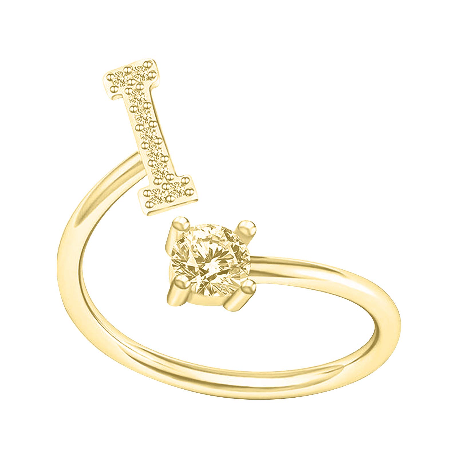 A to Z Alphabet Ring for Women - Silver & Gold Stackable Adjustable Initial Letter Ring Charm - Perfect for Couples, Gifts, and Everyday Layering Jewelry