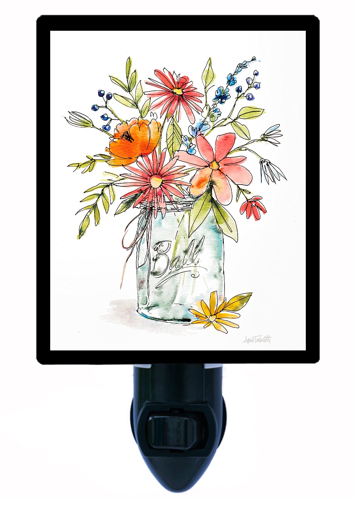 LED Decorative Photo Night Light - Americana Mood Summer Flowers for Bedroom, Kitchen & Nursery - Romantic Ambiance Lighting for Home Decor