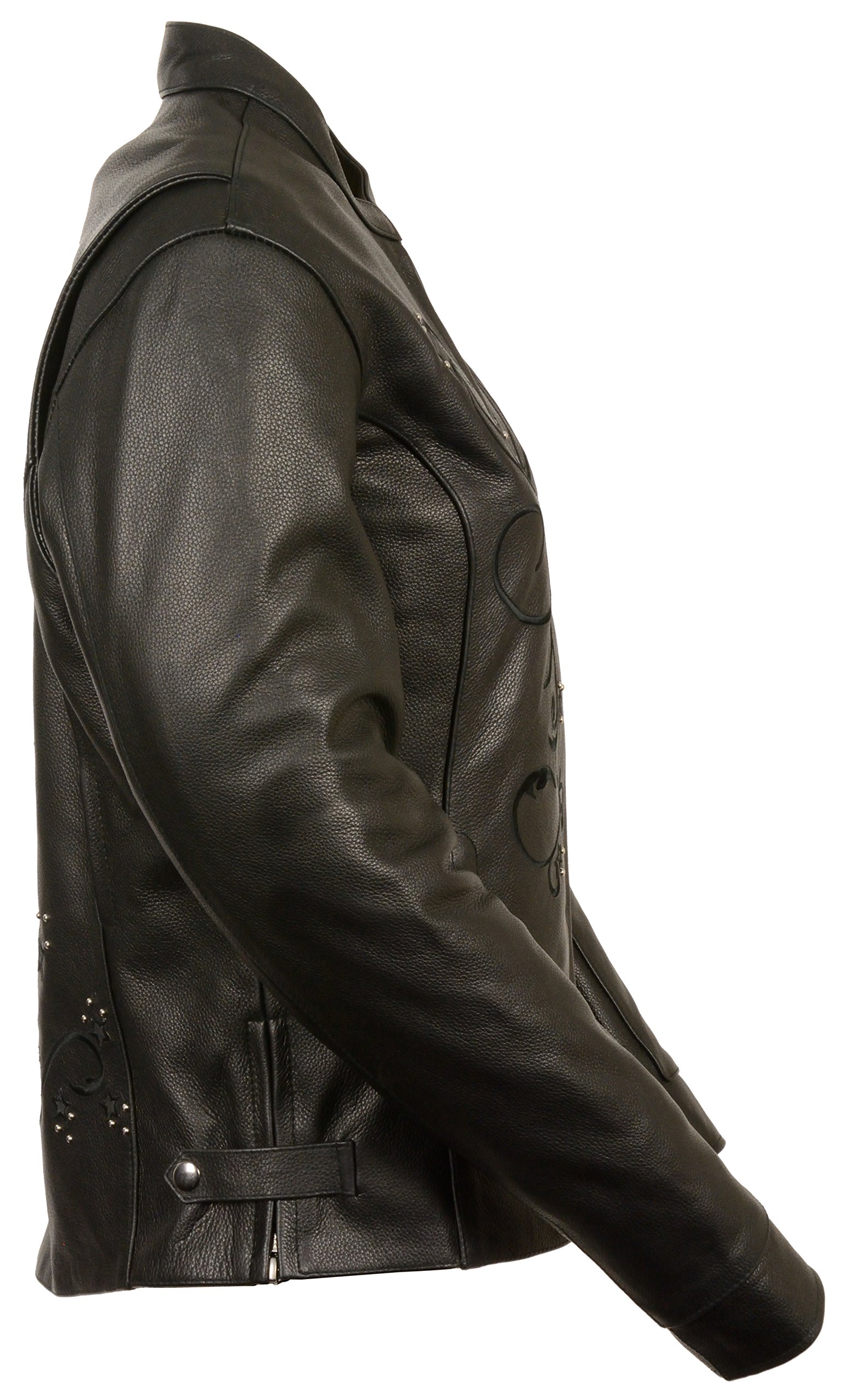 Milwaukee Leather Women's Reflective Star Embroidery Jacket - Stylish Motorcycle Riding Gear for Night Safety & Fashion