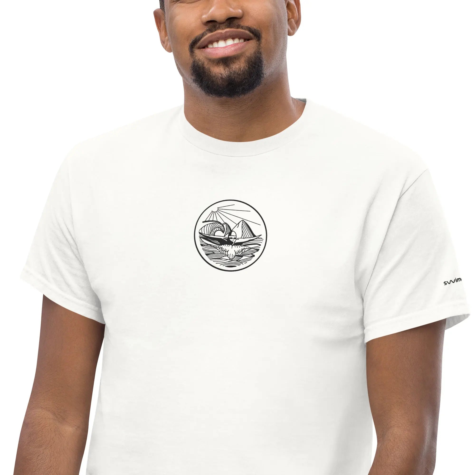 Designer Mountain Swimmer Graphic T-Shirt - Unisex Casual Tee for Men & Women | Perfect for Outdoor Adventures, Beach Trips, and Streetwear Fashion