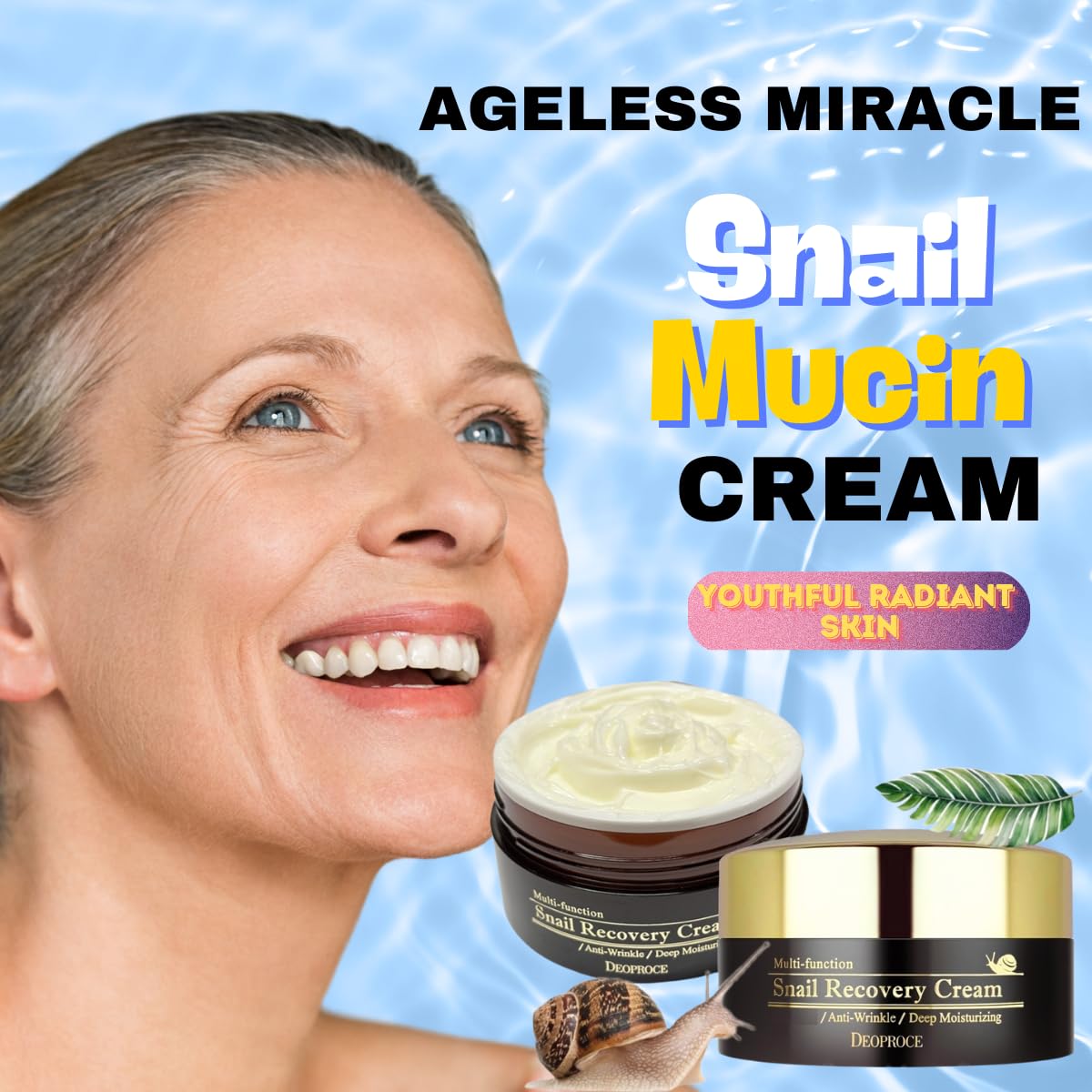 Deoproce Snail Recovery Cream with Snail Mucus Extract - Korean Anti-Aging Skincare, Wrinkle Repair & Deep Hydration Face Moisturizer - Perfect for Daily Skincare Routine & Nighttime Nourishment
