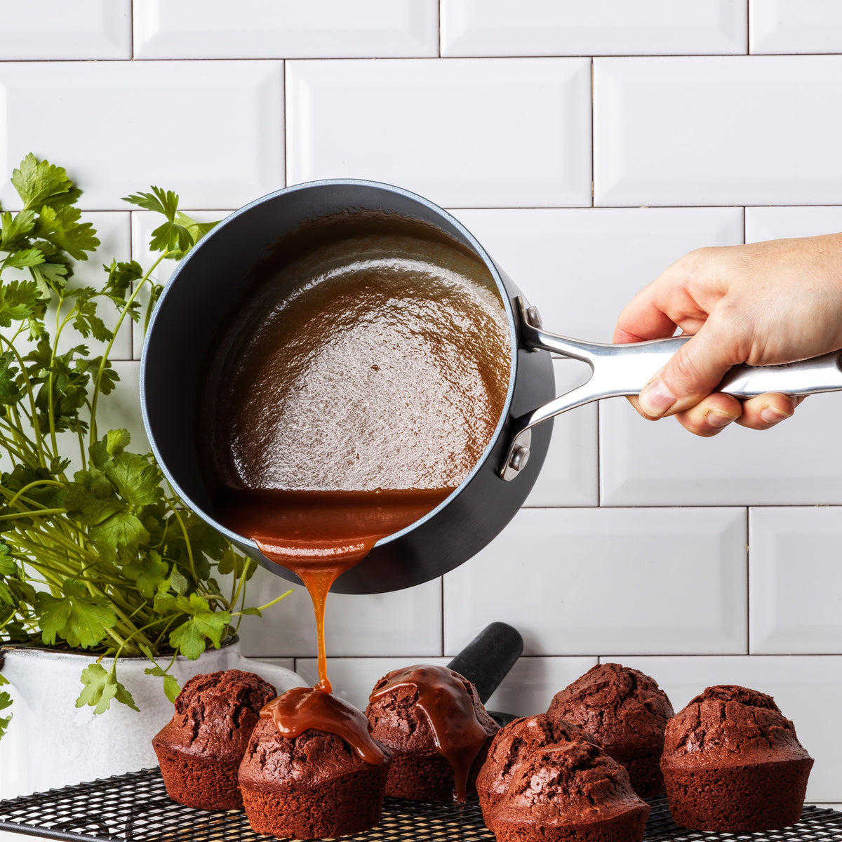 Valencia Pro Ceramic Nonstick Saucepan Set - 1.5 Quart & 3 Quart Pots with Glass Lids - PFOA Free Cookware for Healthy Cooking - Perfect for Sauces, Soups, and Small Meals