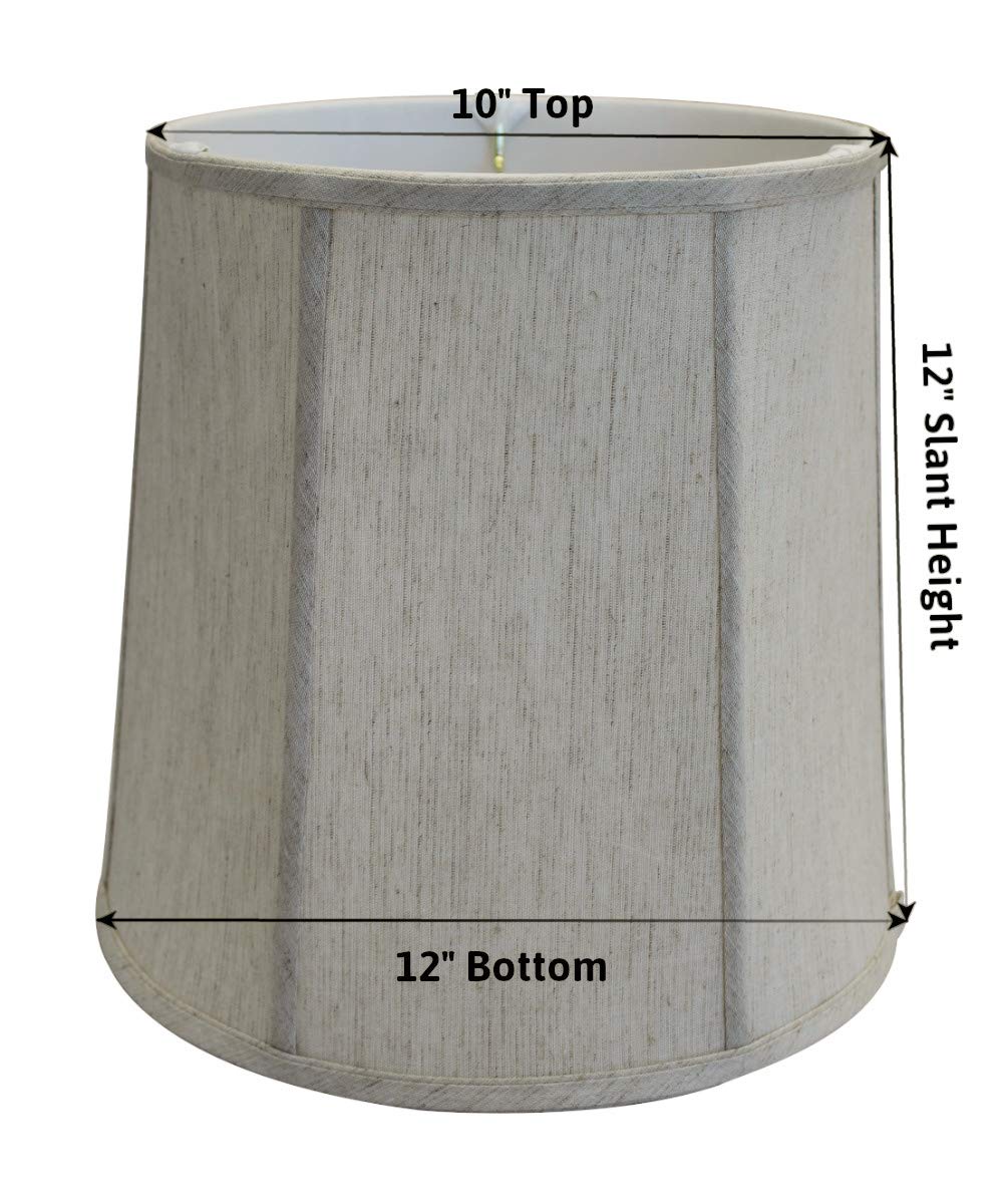 10x12x12 Textured Oatmeal Linen Fabric Drum Lampshade with Brass Spider Fitter - Medium Off-White Lamp Shade for Table & Desk Lamps - Ideal for Living Room, Bedroom, and Office Lighting Decor