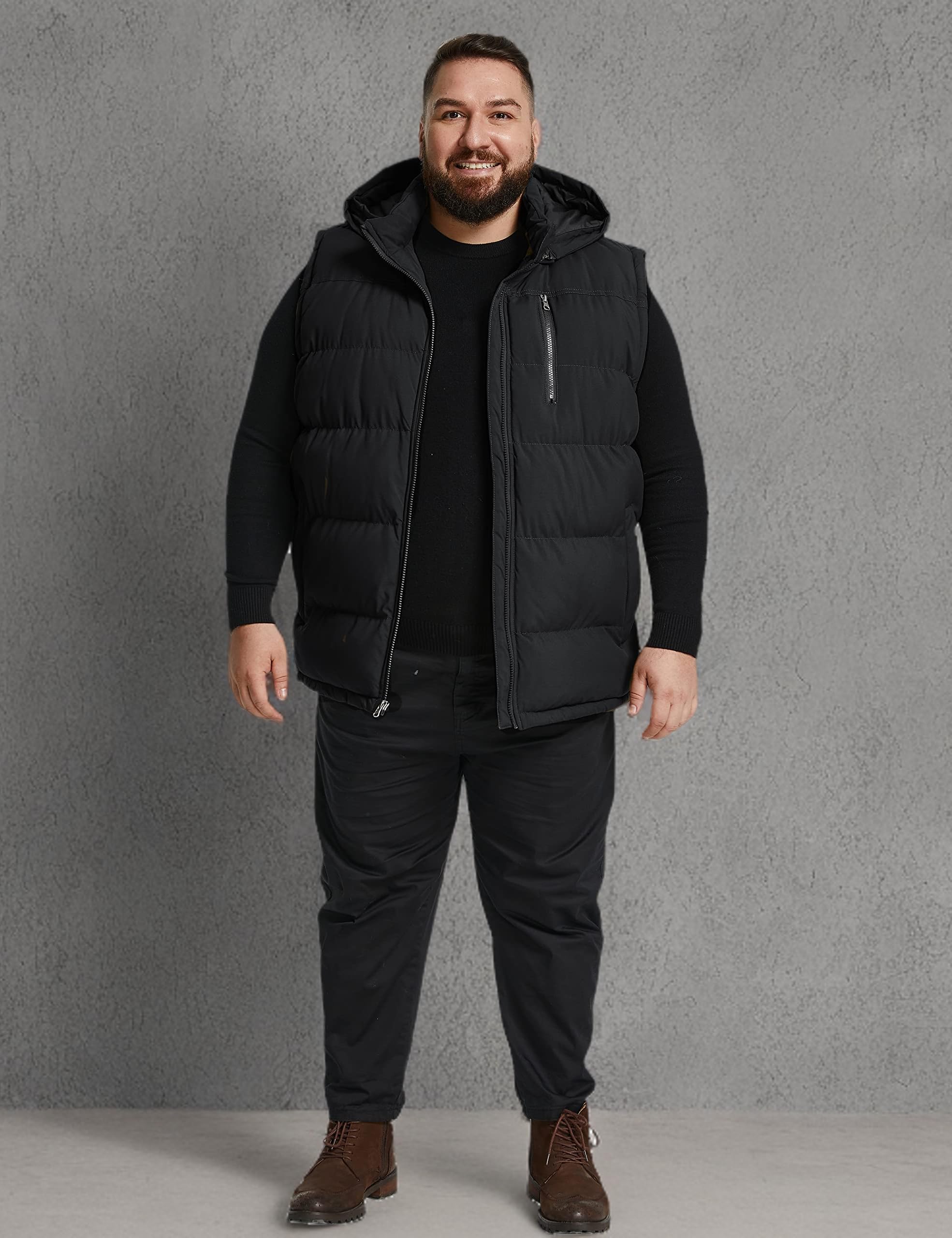 Soularge Men's Big and Tall Winter Puffer Vest - Warm Thick Utility Jacket for Outdoor Work, Hiking & Cold Weather Activities