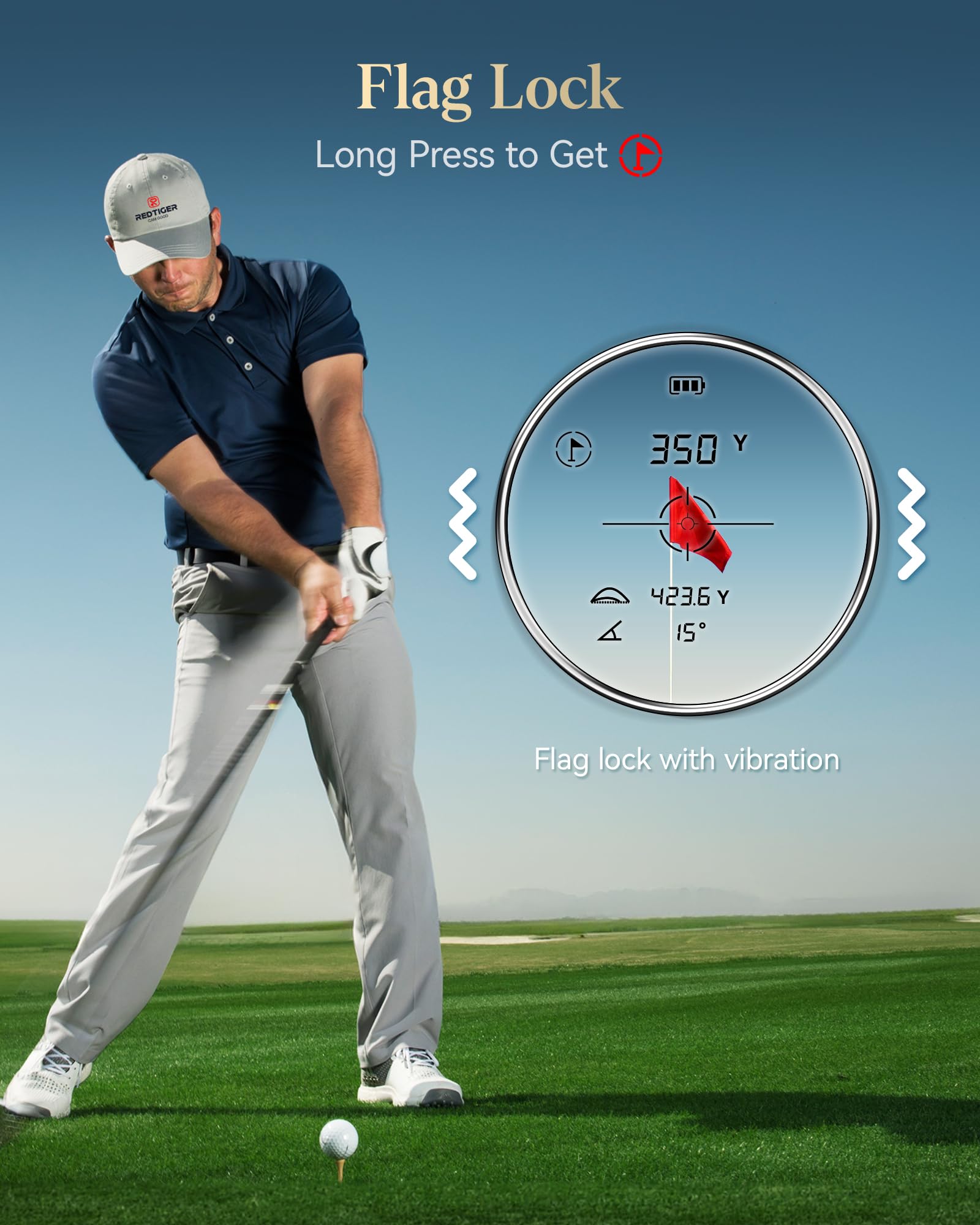 REDTIGER Golf Rangefinder 1200 Yards with Slope, Flag Lock & Vibration - 7X Magnification Laser Range Finder with Light-Adaptive Display, Rechargeable Battery & Magnetic Mount - GolfVue Series 2 for Golfers & Hunting Enthusiasts