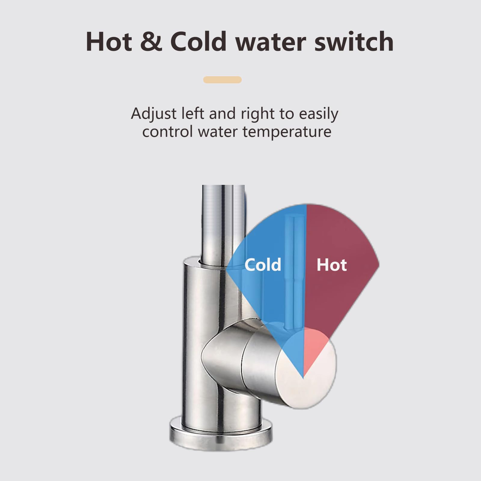 Brushed Nickel Single Handle Kitchen Sink Faucet with Hot and Cold Water Hoses, Commercial Grade Single Hole Mixer for Bar and Prep Sinks, Ideal for Home and Restaurant Kitchens