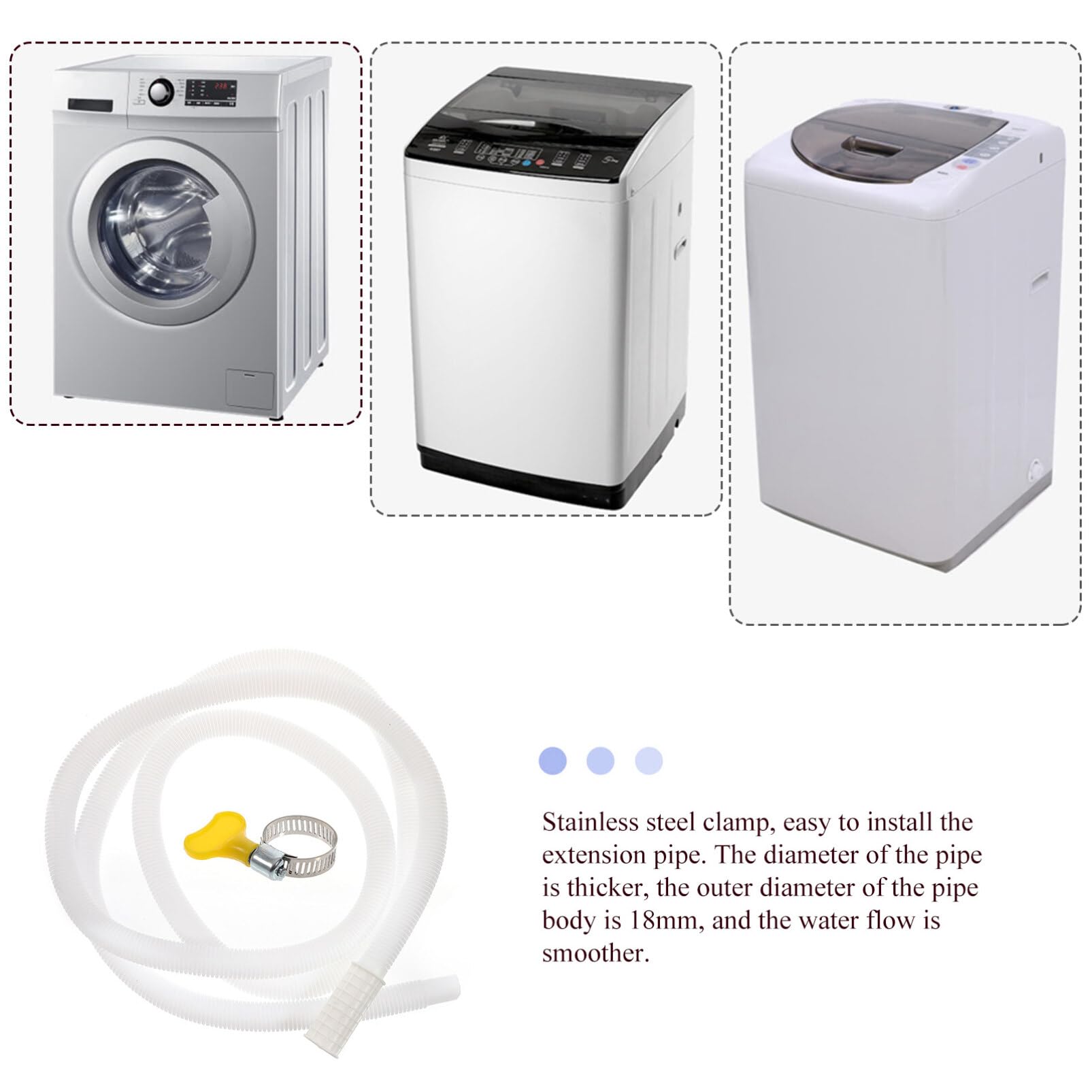 Portable Washing Machine Drain Hose Extension - Flexible AC Drain Tube for Washer Water Inlet & Outlet - Perfect for Laundry Rooms, RVs, and Apartments