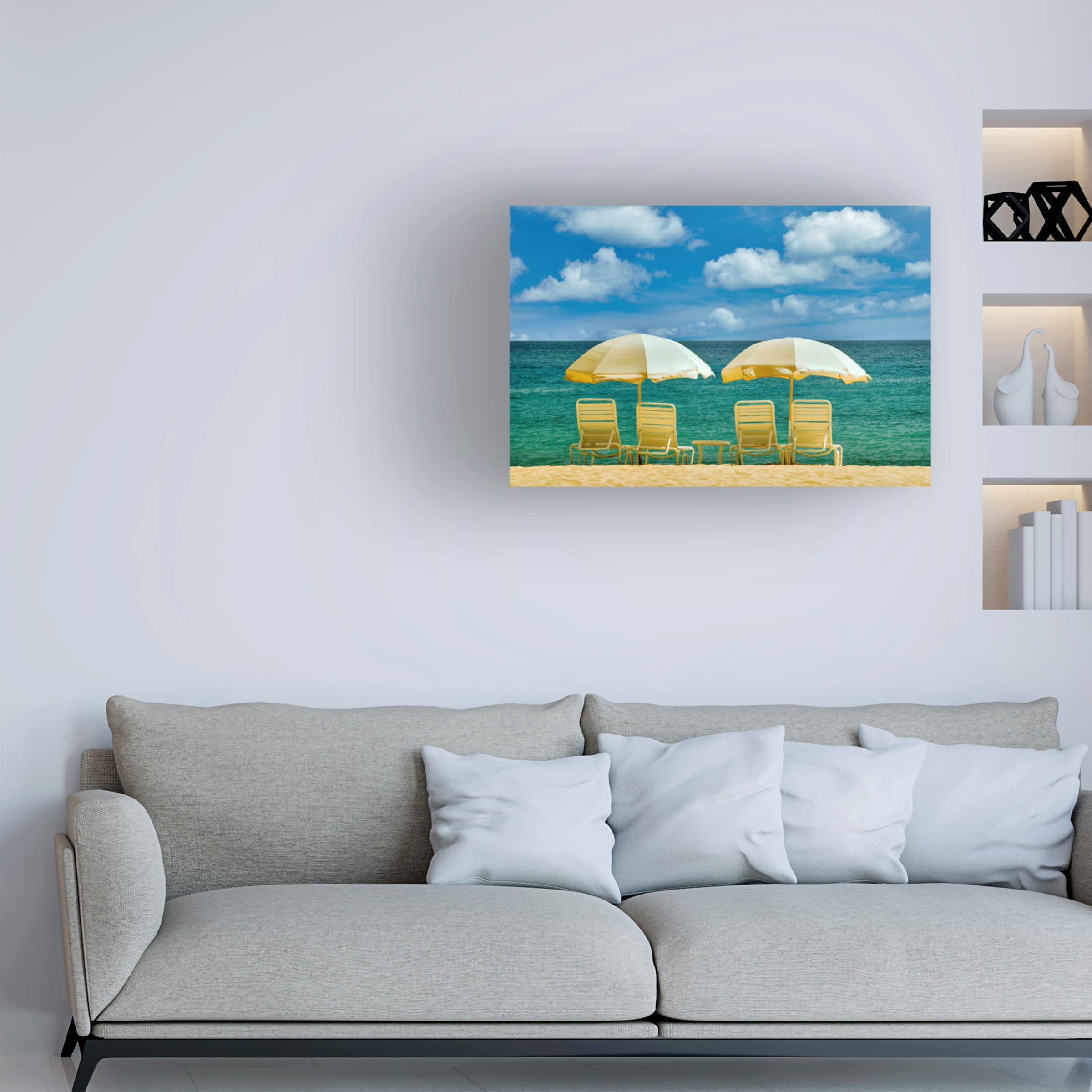 Dennis Frates 'Beach Chair 9' Canvas Wall Art Print - Coastal Decor, Ocean View Painting for Living Room, Bedroom & Beach House