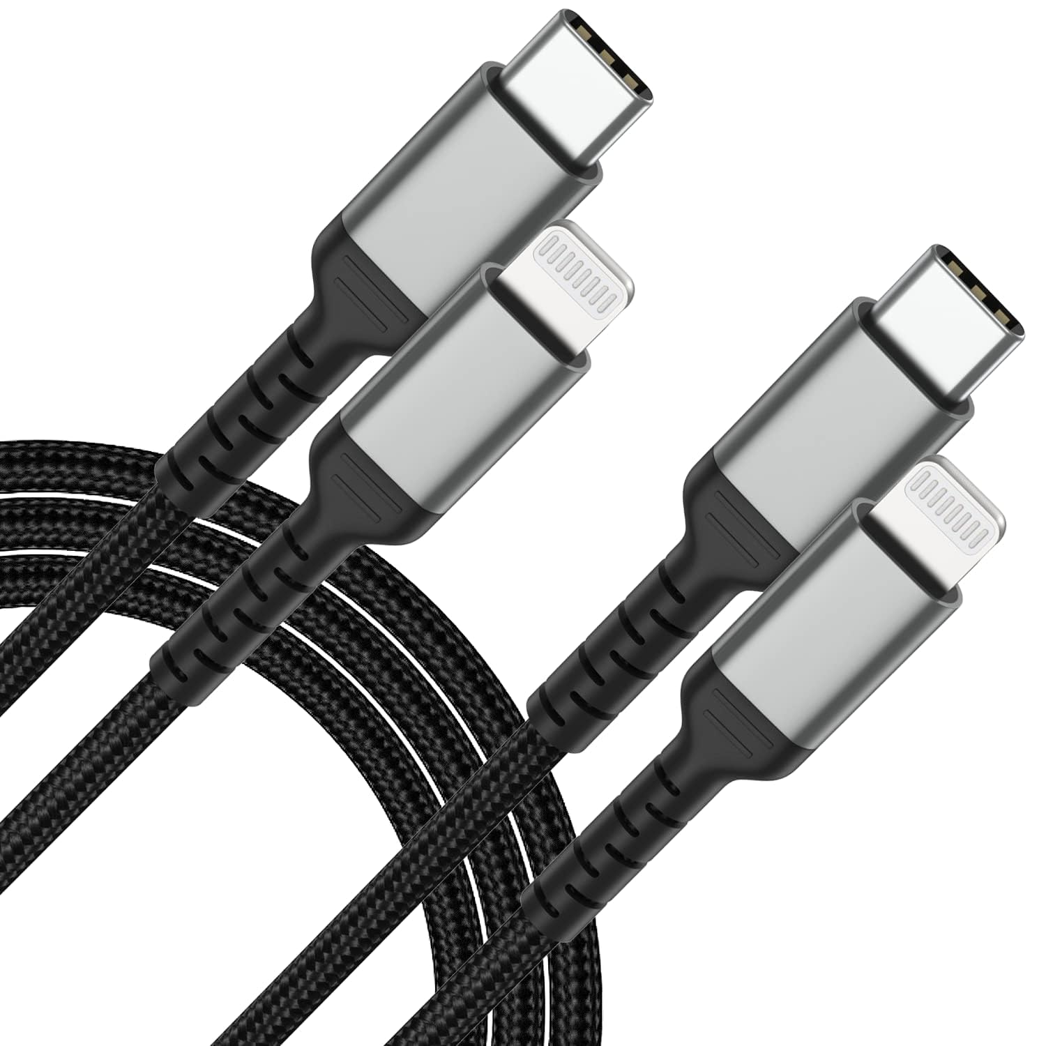 1m USB C to Lightning Cable [2 Pack] - Braided Fast Charging Cable with PD Power Delivery for iPhone 14/13/12/11/Pro Max/XS/XR/X/8/7/6 Plus/SE - Durable Nylon Charger for Home, Office & Travel