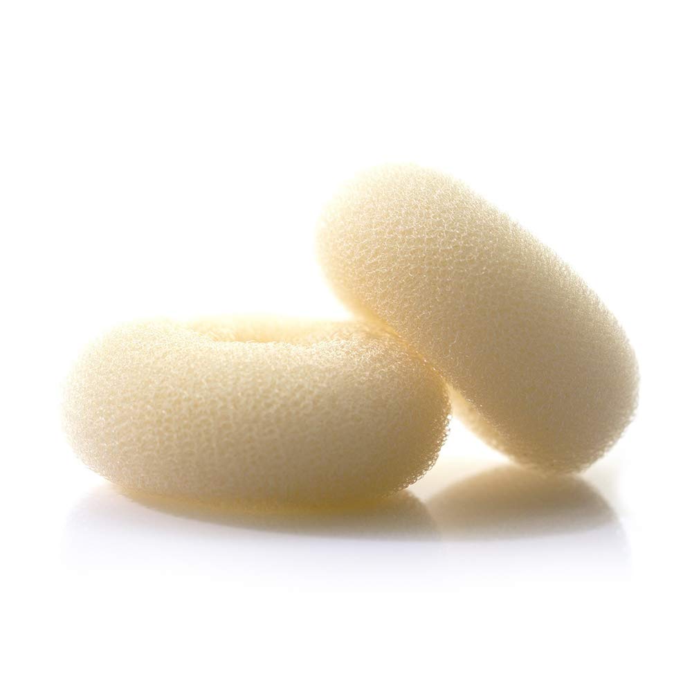 Extra Blonde Bun Maker for Kids - 2PCS Ring Style Hair Shaper & Chignon Doughnut for Short Thin Hair (2.5 Inch/Beige) - Perfect for School, Parties & Daily Hairstyles