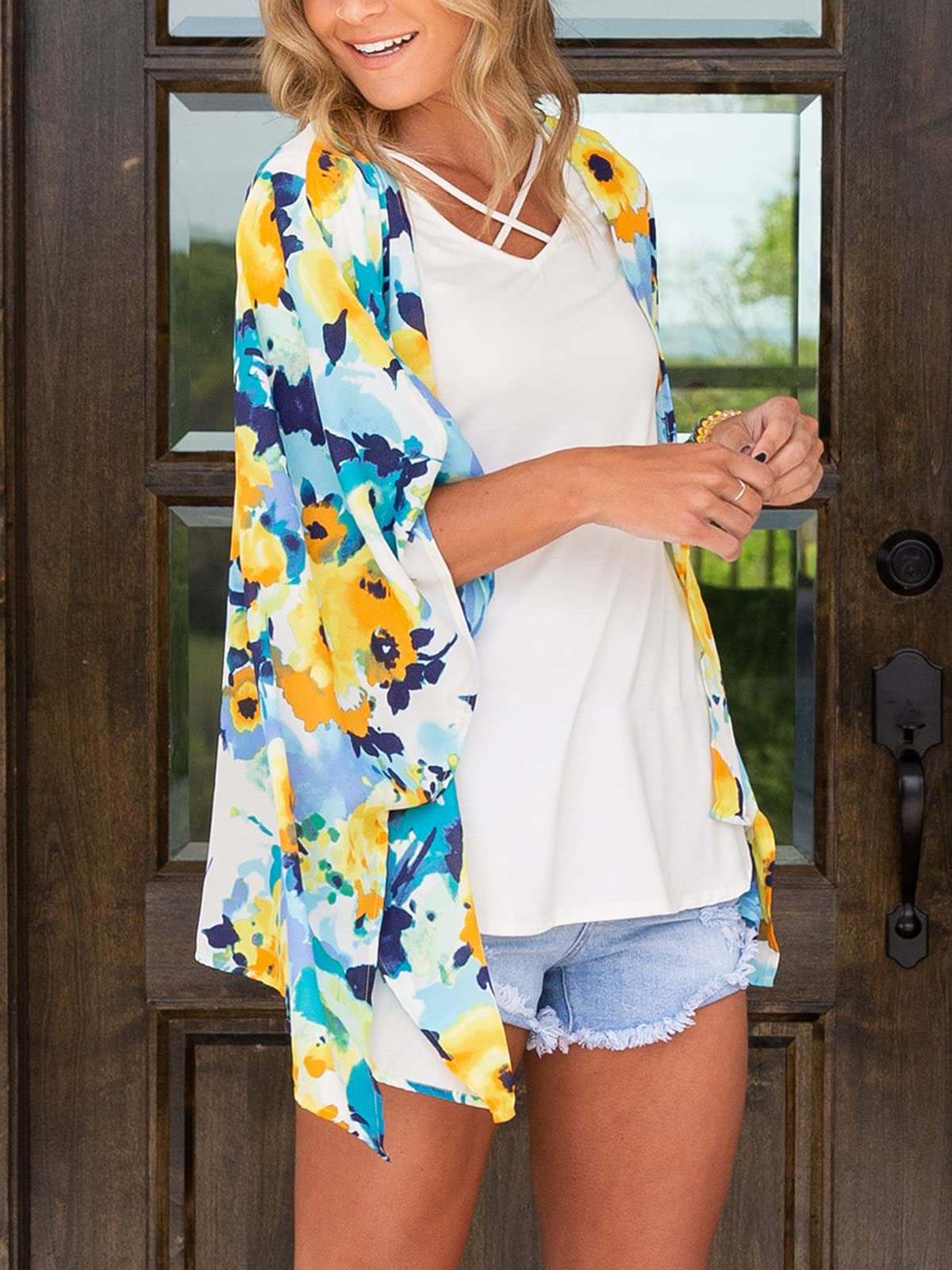 Lightweight Women's Summer Kimono Cardigan - Chiffon Loose Beach Cover Up Tops for Women - Perfect for Beach Vacations, Pool Parties & Casual Outings