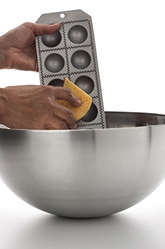 Paderno World Cuisine 12-Piece Ravioli Maker Set with Rolling Pin - Stainless Steel Pasta Press & Dough Cutter - Perfect for Homemade Italian Pasta, Dumplings & Pastry Making