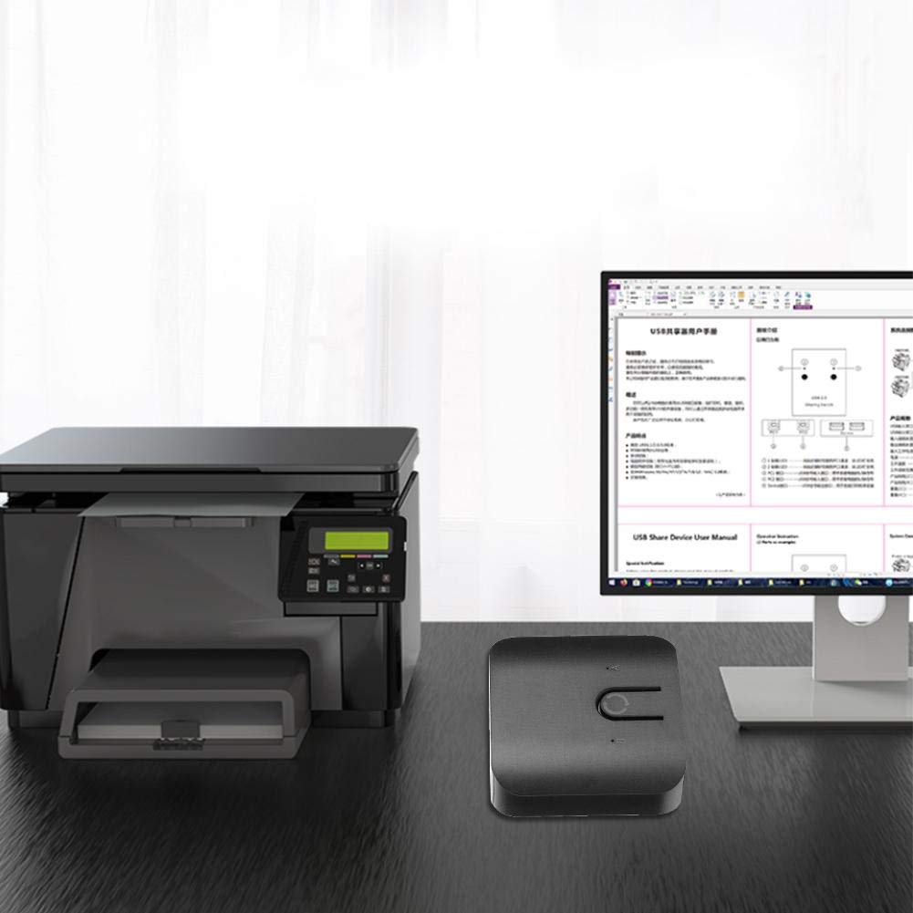 ASHATA USB 2.0 Sharing Switch - 2-Port USB Printer Switcher for 2 Computers, 2-in-1-Out Peripheral Splitter Adapter for Printer, Scanner, Keyboard (Windows/Mac/Linux) - Perfect for Home Office & Multi-Device Workspaces