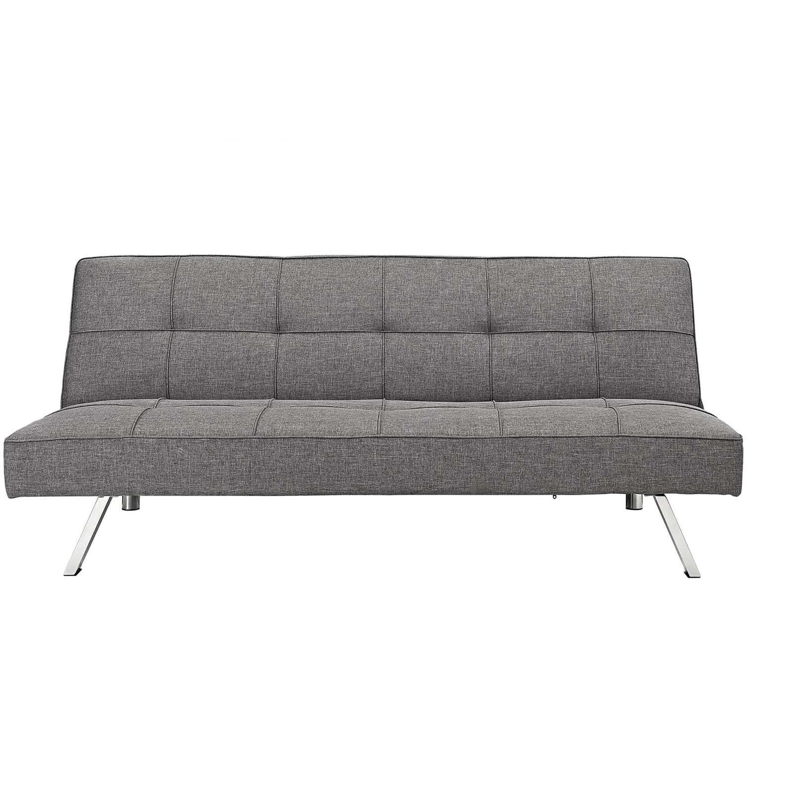 Convertible Folding Futon Sofa Bed with Sturdy Metal Frame & Stainless Steel Legs - Multifunctional 3-in-1 Design as Sofa, Lounge Chair & Single Bed - Space Saving Solution for Small Apartments, Living Rooms, Home Offices & Guest Rooms - Modern Grey Fabric