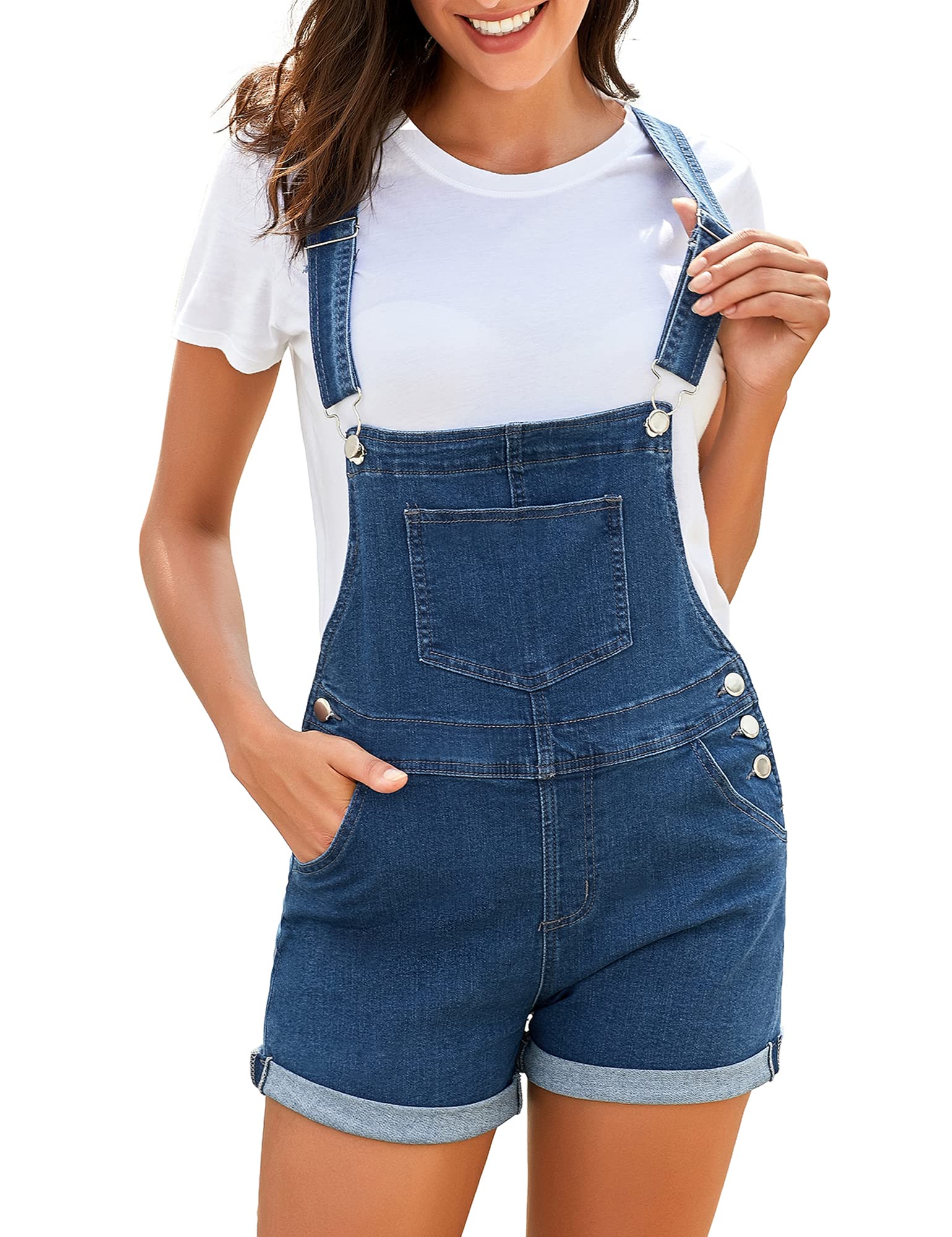 GRAPENT Women's Ripped Denim Shortalls - Adjustable Straps Bib Overalls Jean Shorts for Women | Casual Summer Outfits, Music Festivals & Street Style Fashion