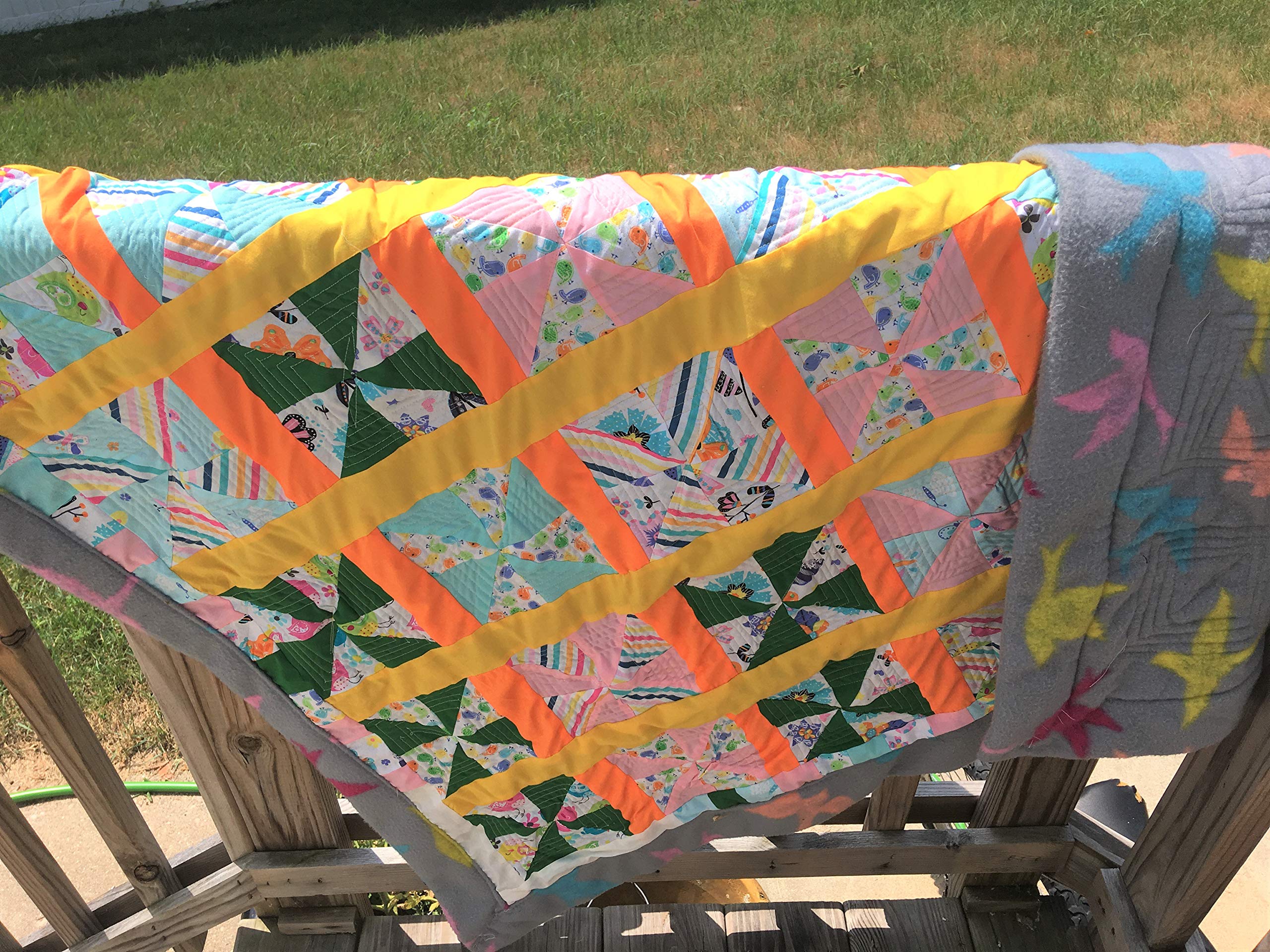 Colorful Handmade Bird Quilt - Soft Baby Blanket with Flying Birds Design for Nursery Decor | Perfect for Summer, Crib Bedding & Newborn Gift
