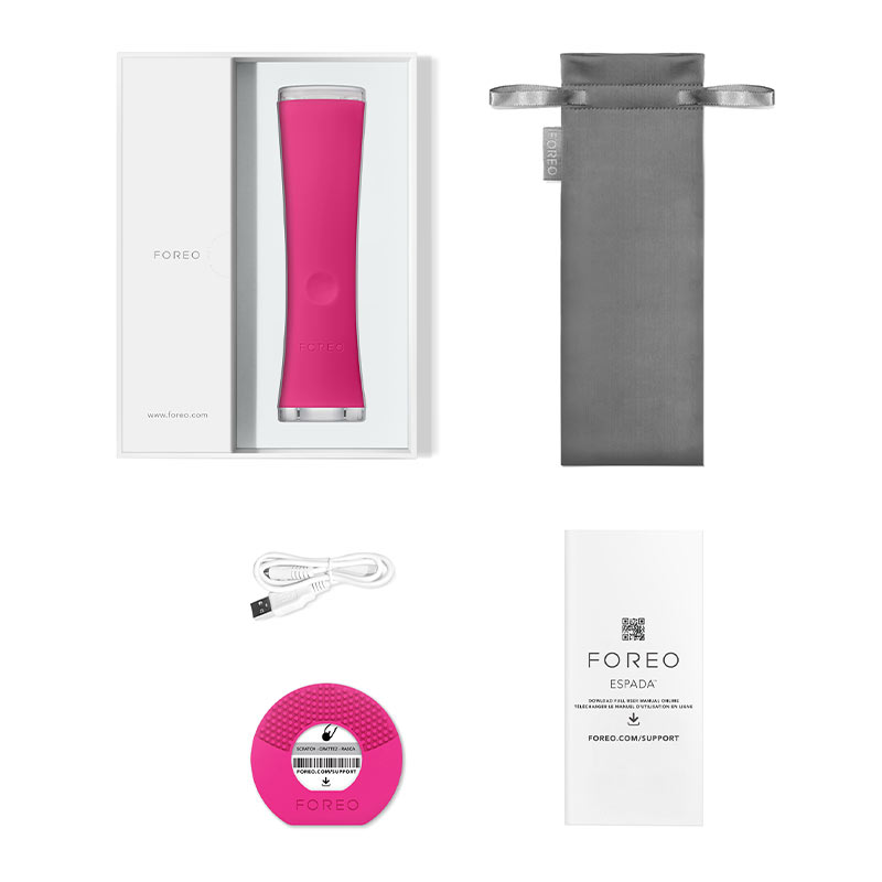 Foreo Espada Magenta Blue Light Acne Treatment Device - FDA Cleared for Acne & Blemish Reduction - Perfect for Daily Skincare Routine & Travel