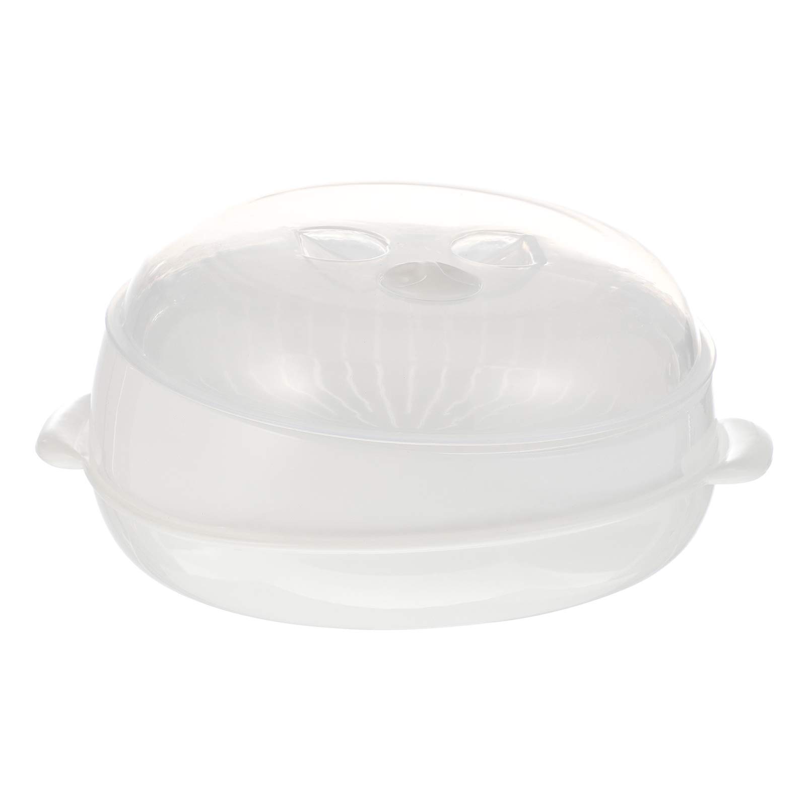Round Microwave Vegetable Steamer with Vent Lid - BPA-Free Food Container & Steam Rack for Healthy Cooking | Perfect for Meal Prep, Veggie Steaming & Quick Kitchen Utensil (White)