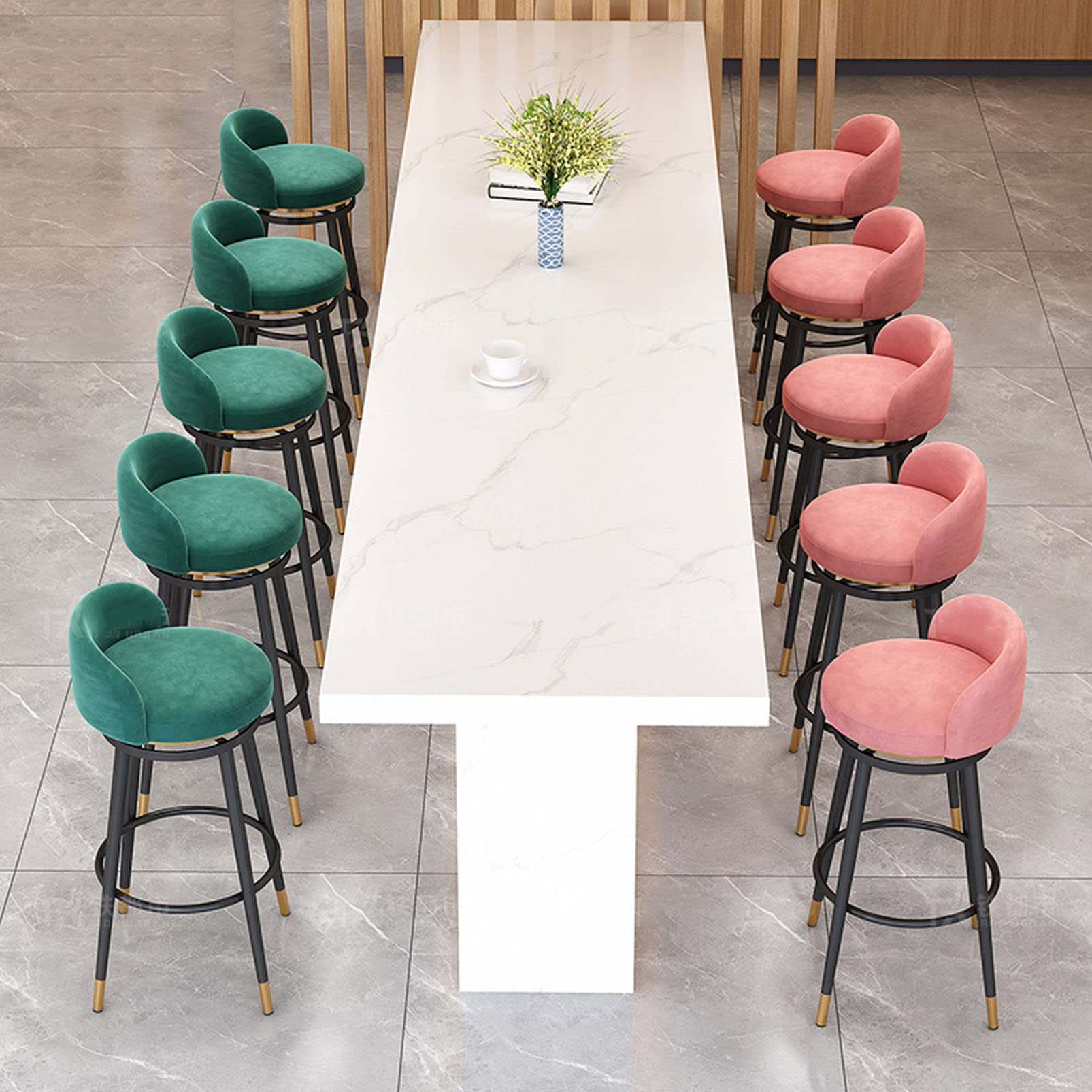 Adjustable Swivel Bar Stools with Back - 300 LBS Weight Capacity Velvet Counter Height Kitchen Island Stools for Dining Room, Bar, and Home Decor