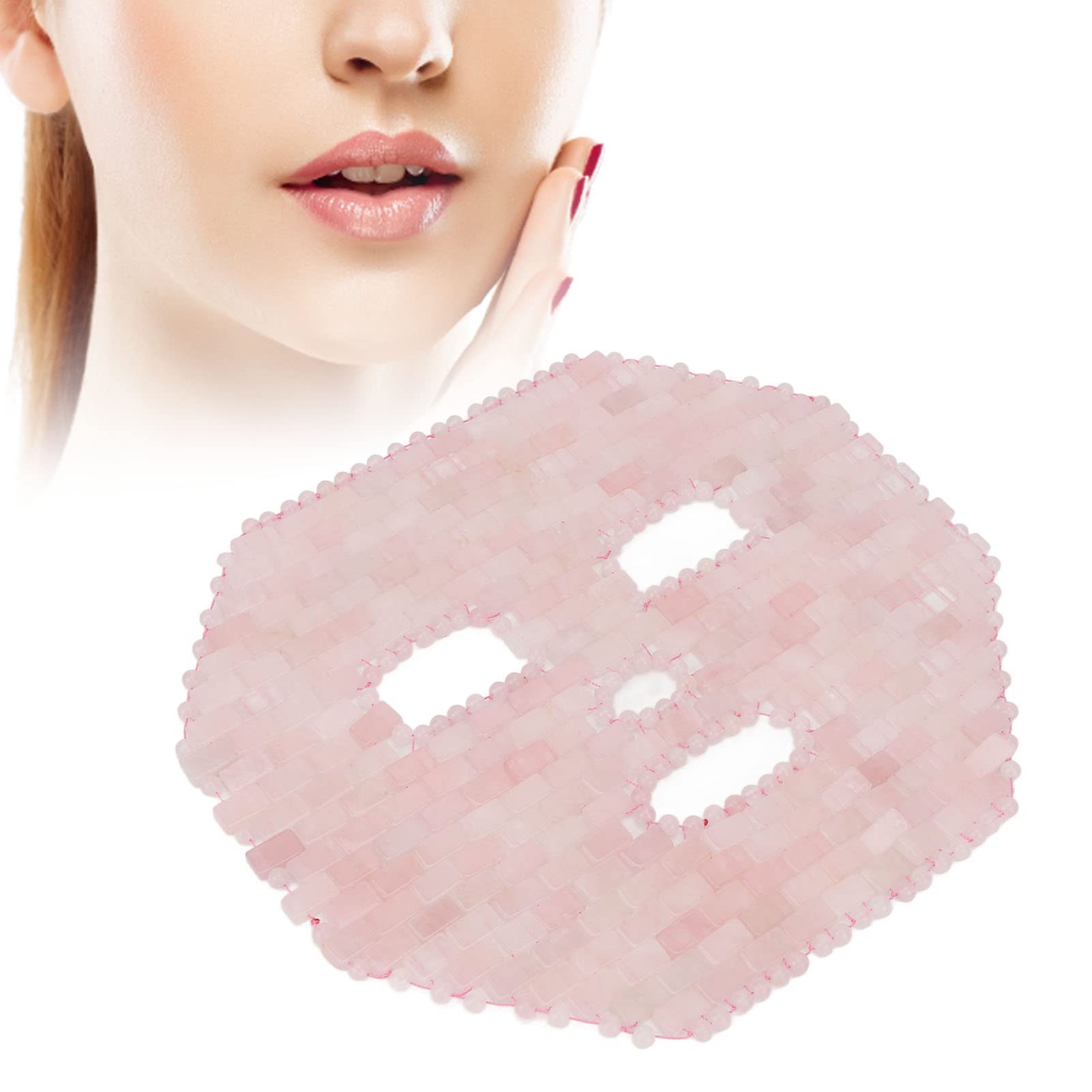Rose Quartz Facial Mask - Jade Stone Eye Mask for Dark Circles, Spa & Sleep - Reusable Cooling Face Cover for Relaxation & Skincare (Perfect for Home Spa, Travel & Self-Care)