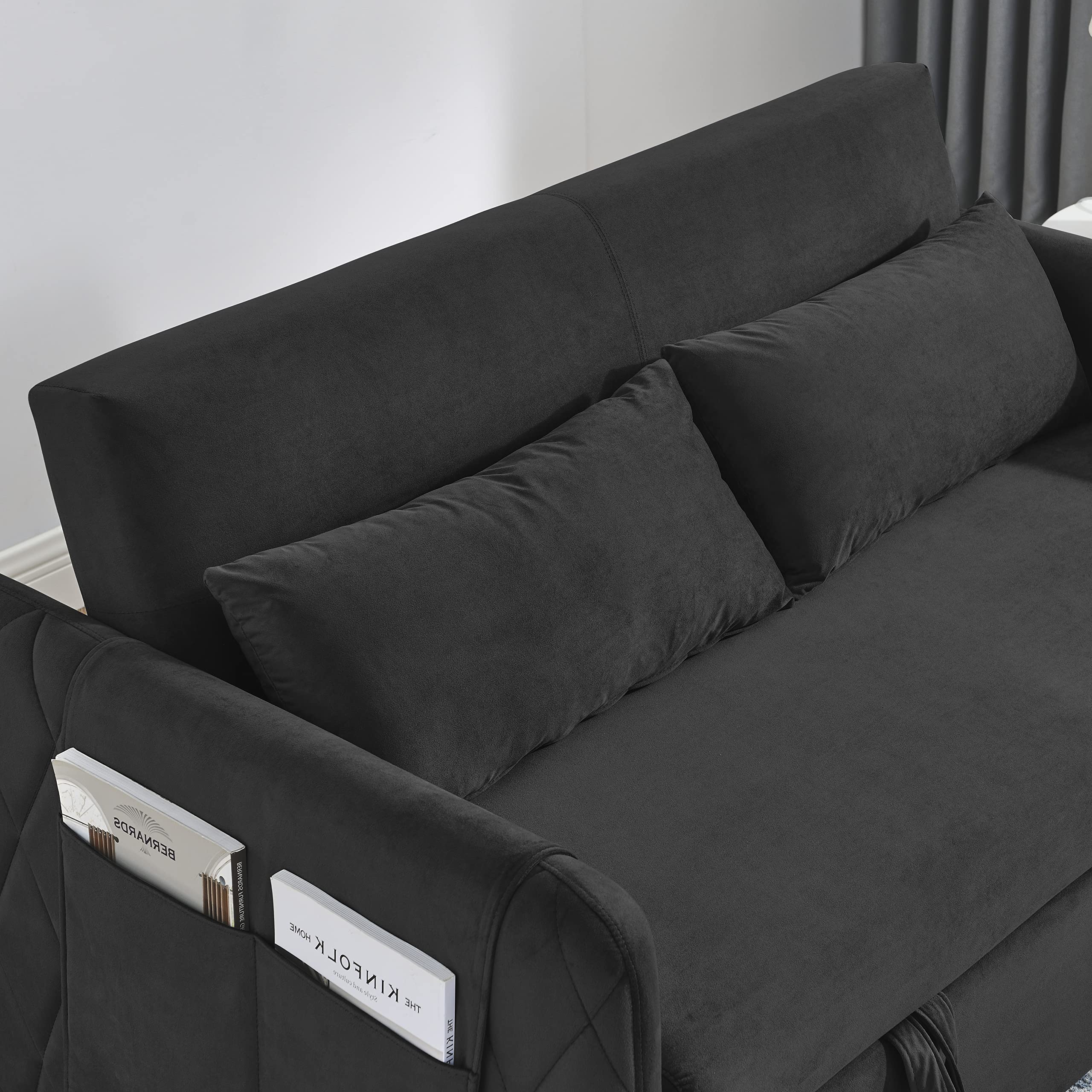 Modern Velvet Convertible Sleeper Sofa Bed - 59.5