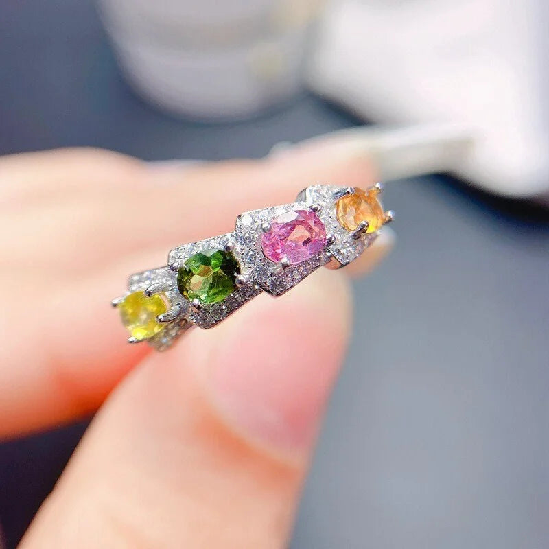 Sterling Silver Tourmaline Ring for Women - Elegant Gemstone Jewelry Gift for Birthday, Anniversary & Special Occasions | Perfect for Daily Wear, Parties & Formal Events