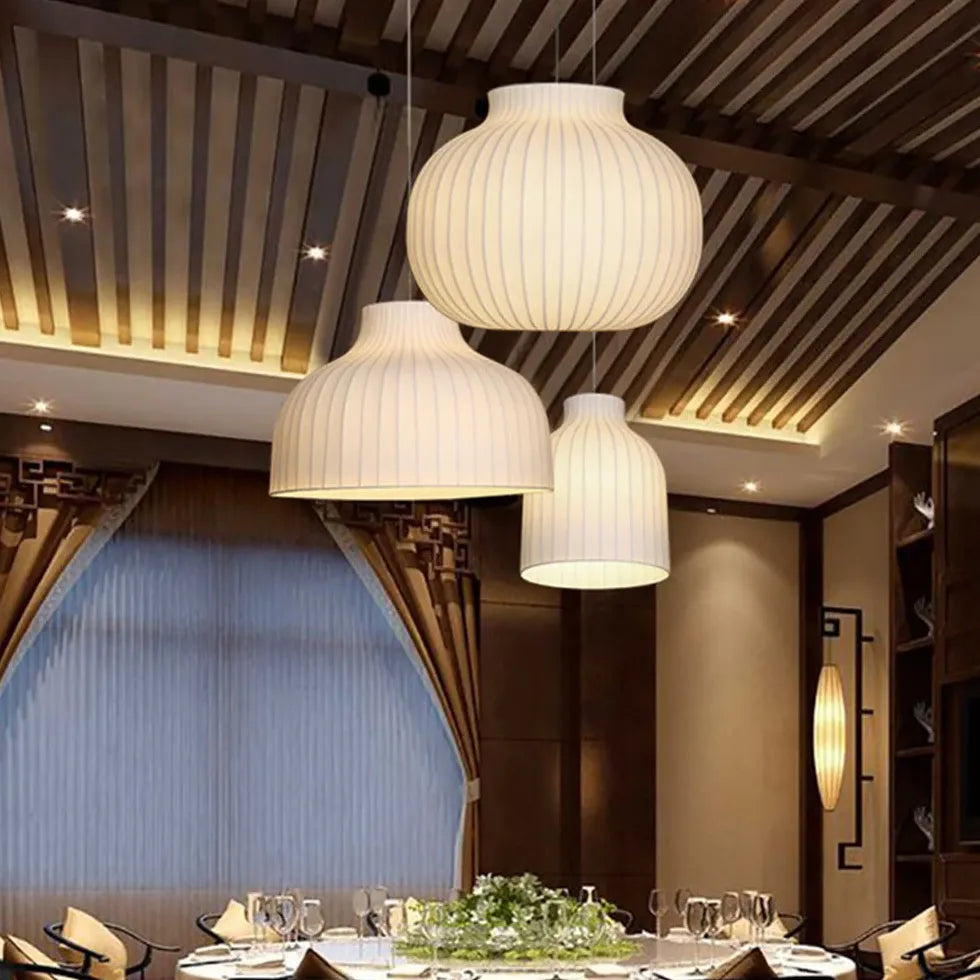 Elegant White Translucent Pendant Light with Curved Pleats - Modern Glass Ceiling Lamp for Kitchen Island, Dining Room & Bedroom Lighting Decor