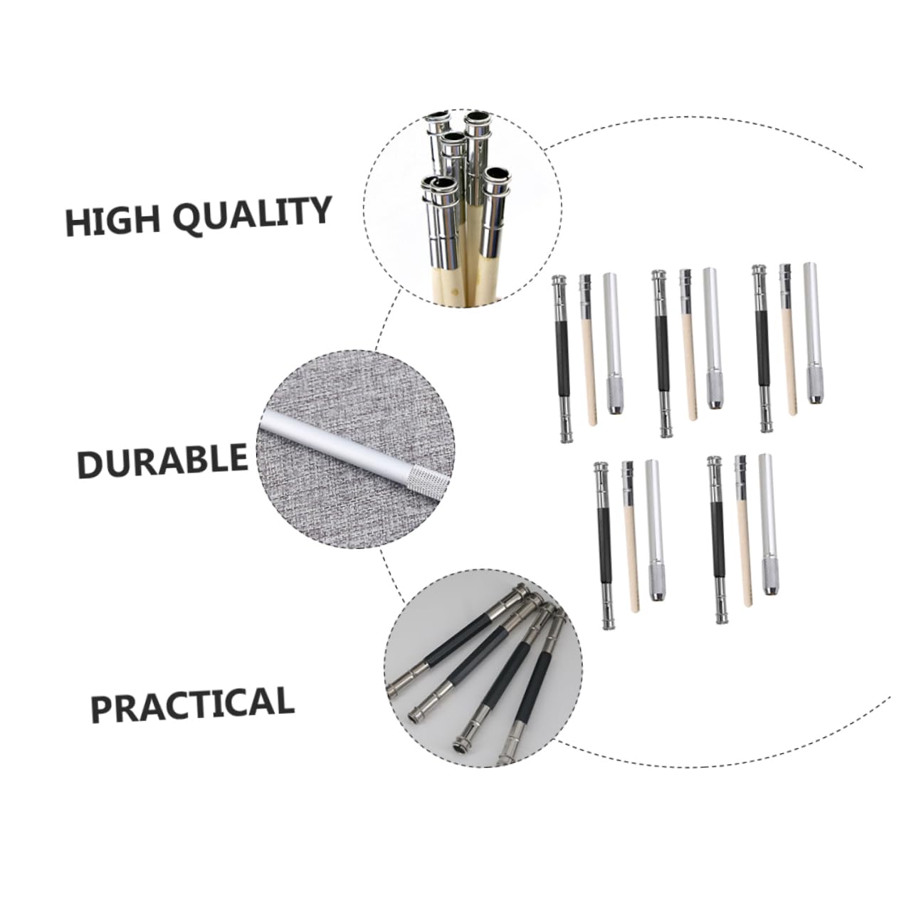 VILLFUL 15pcs Pencil Extender Set - Stainless Steel & Wooden Holder for Artists, Students