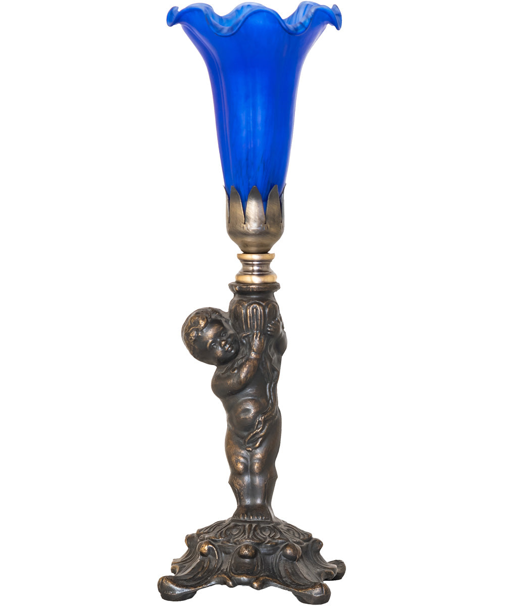 12 Pack Blue Tiffany Style Pond Lily Cherub Mini Lamps - Elegant Home Decor for Bedroom, Living Room, or Garden Lighting