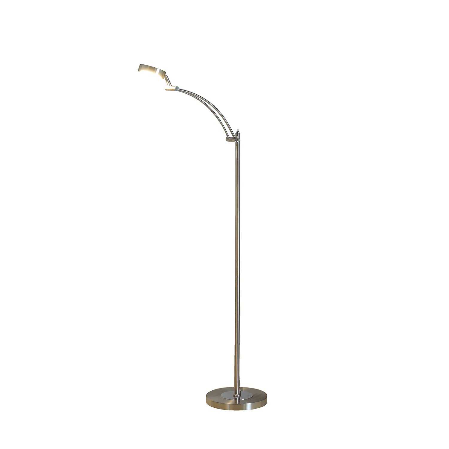 ORE International 54-Inch Tinsley Silver LED Floor Lamp with Adjustable Brightness - Modern Lighting for Living Room, Bedroom, or Office Workspace