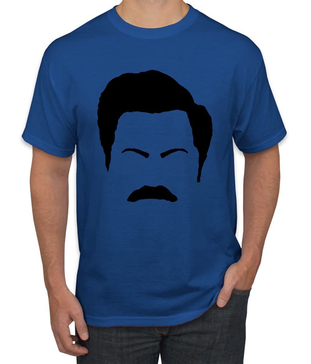 Ron Swanson Mustache Face Silhouette Graphic T-Shirt for Men - Parks and Recreation Pop Culture Fan Merch - Perfect for Casual Wear, TV Show Themed Parties & Gifts