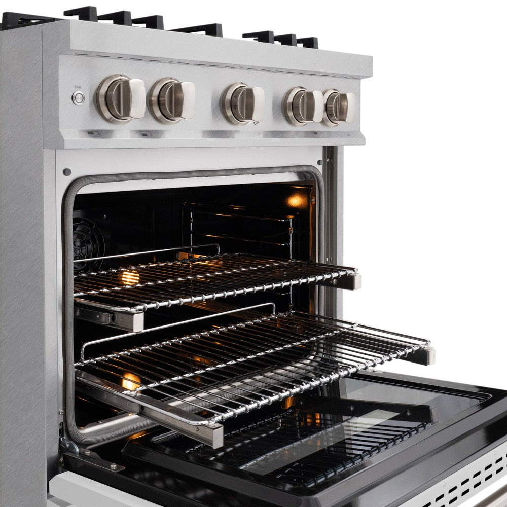 ZLINE 30-inch 4.2 cu. ft. Classic Dual Fuel Range - 4 Burner Gas Cooktop & Electric Convection Oven - Satin Stainless Steel with White Matte Door (CDRS WM 30) - Perfect for Modern Kitchens & Professional Cooking