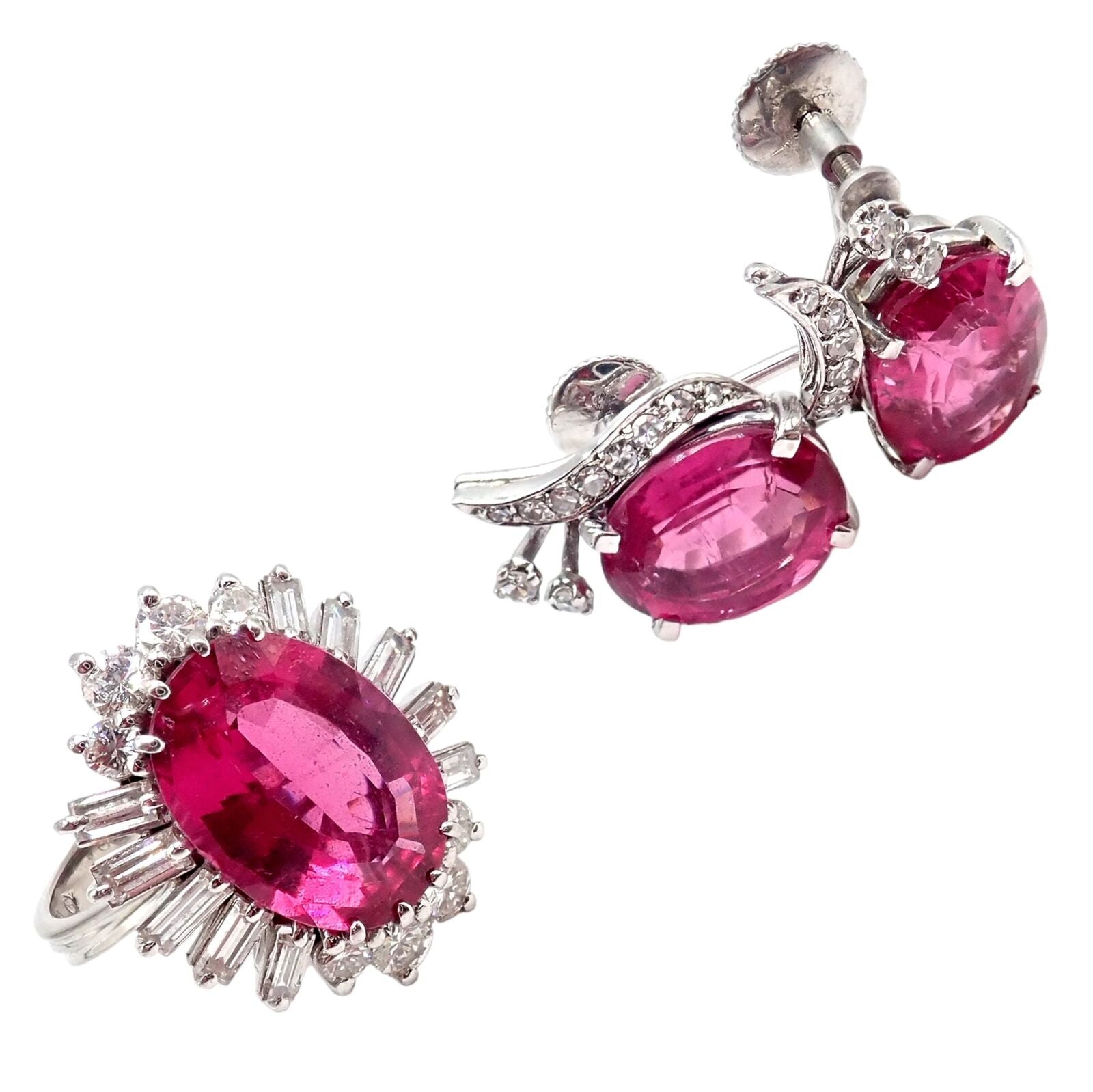 Authentic H. Stern 18k White Gold Diamond & Pink Tourmaline Ring & Earrings Set | Luxury Jewelry Gift for Women | Perfect for Weddings, Anniversaries & Special Occasions