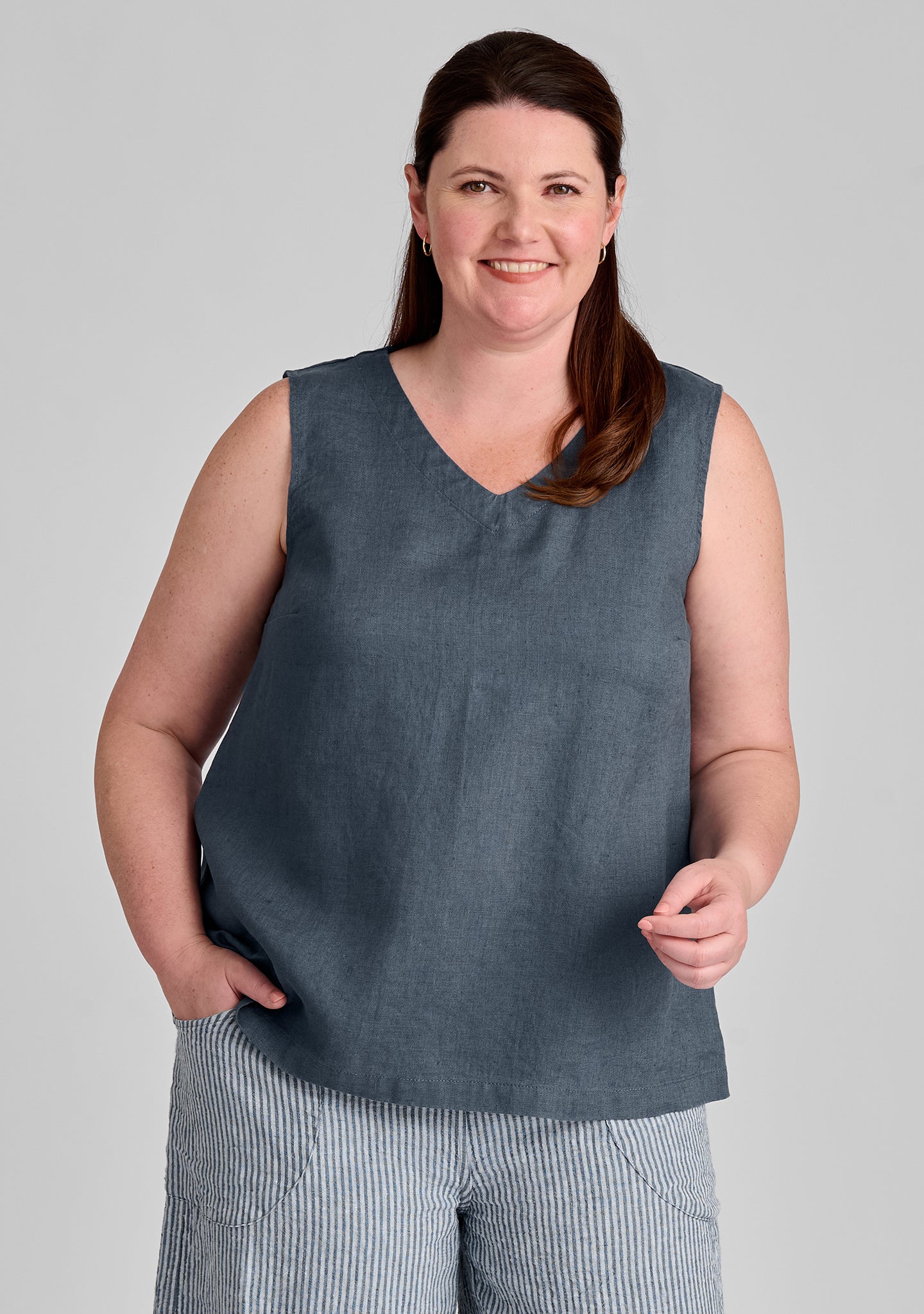 Gem Tank Linen Tank Top for Women - Breathable Summer Casual Wear, Perfect for Beach, Yoga & Everyday Outfits
