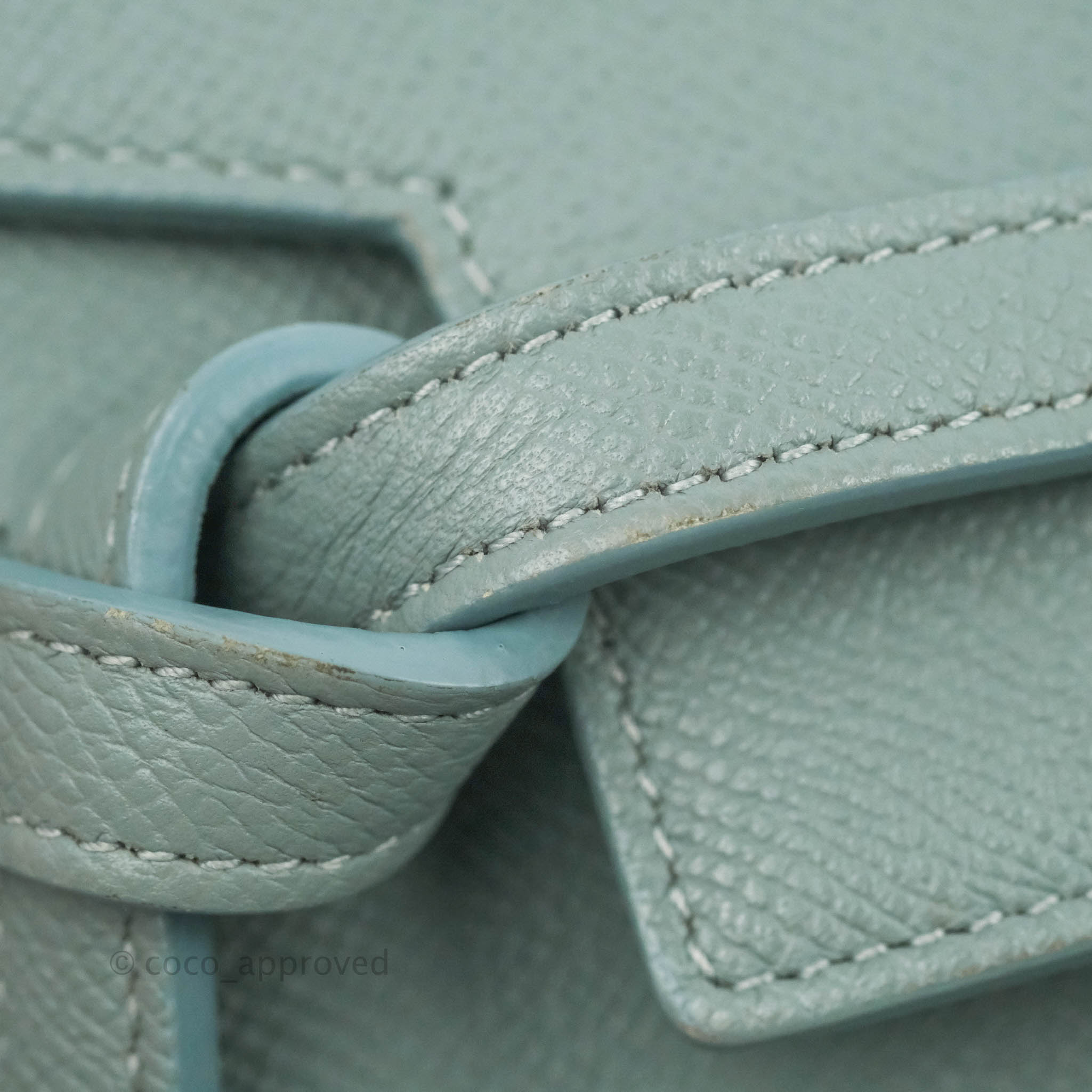 Celine Micro Belt Bag in Light Blue Grained Calfskin with Gold Hardware - Perfect for Everyday Use, Work & Special Occasions