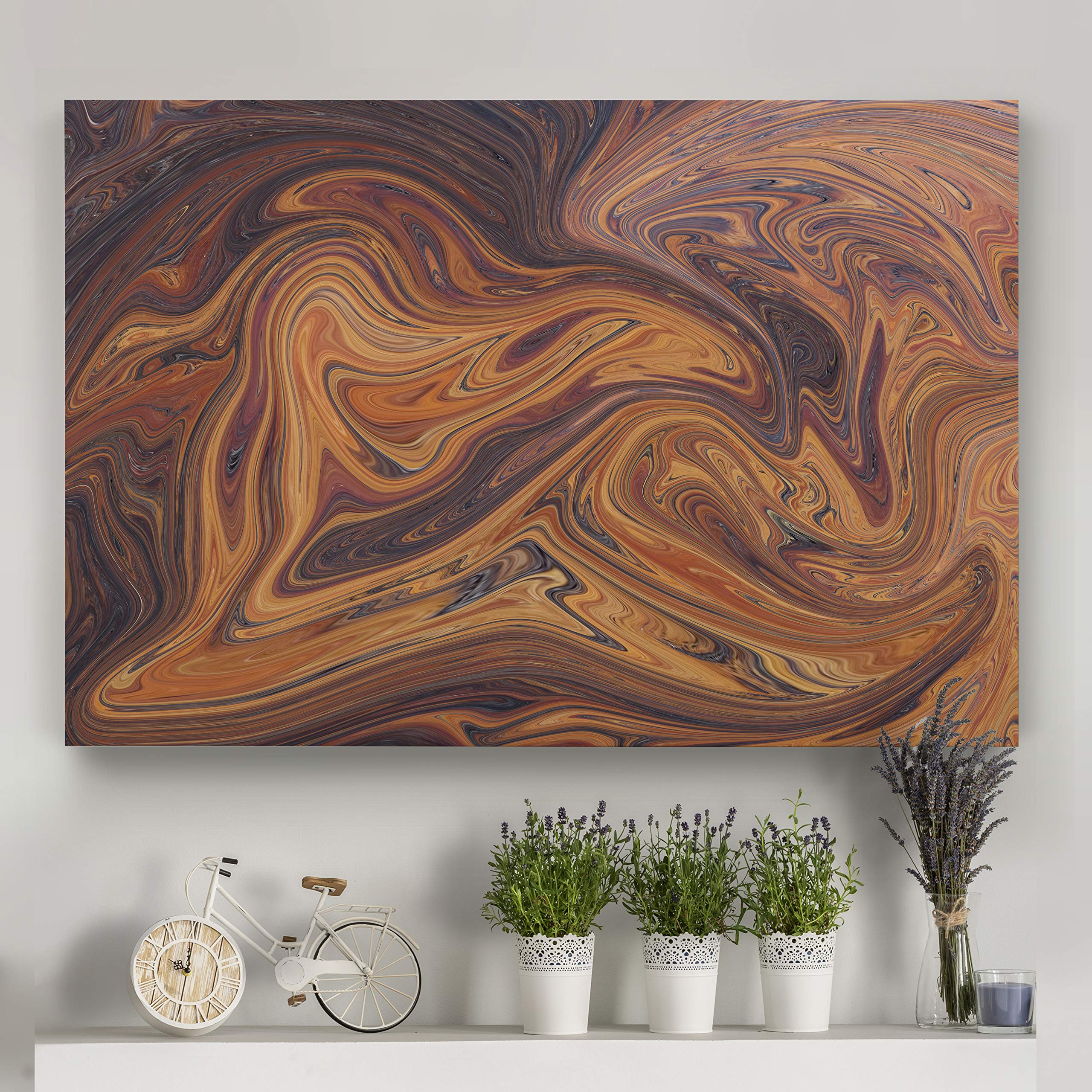 Renditions Gallery Desert Dessert Marble Pattern Canvas Wall Art Print - 12x18 Inches Framed Ready to Hang - Modern Home Office Decor for Living Room, Bedroom & Dining Area