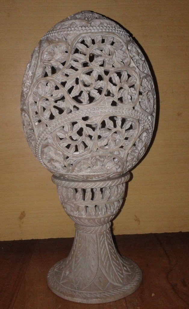 Hand Carved Marble Aroma Tea Light Candle Holder - 8 Inch Elegant Home Decor for Living Room, Bedroom & Spa Relaxation