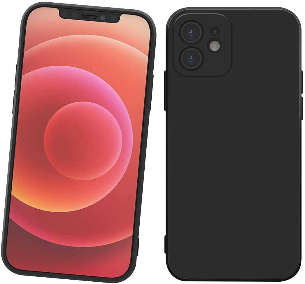 Shockproof Slim Fit iPhone 12 Case - Soft Silicone TPU Protective Cover with Red Bumper | 6.1 Inch Black Phone Case for Men, Women, Boys & Girls | Perfect for Everyday Use, Work & Outdoor Activities