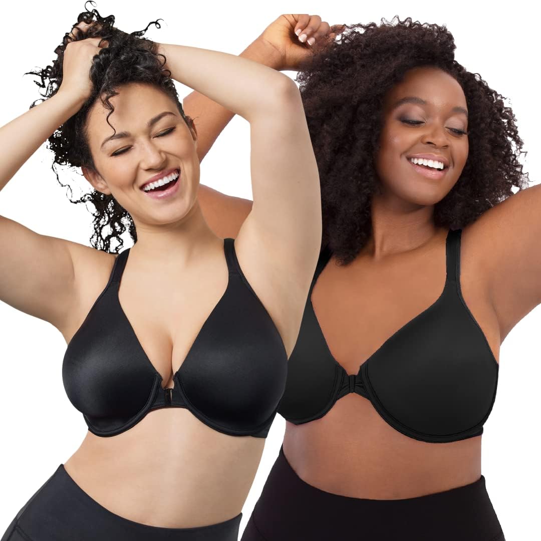 LEADING LADY Brigitte Racerback Front-Closure Bra - Molded, Padded, Seamless T-Shirt Bra for Women | Plus Size Support | Comfortable Everyday Wear for Workouts, Yoga & Daily Activities
