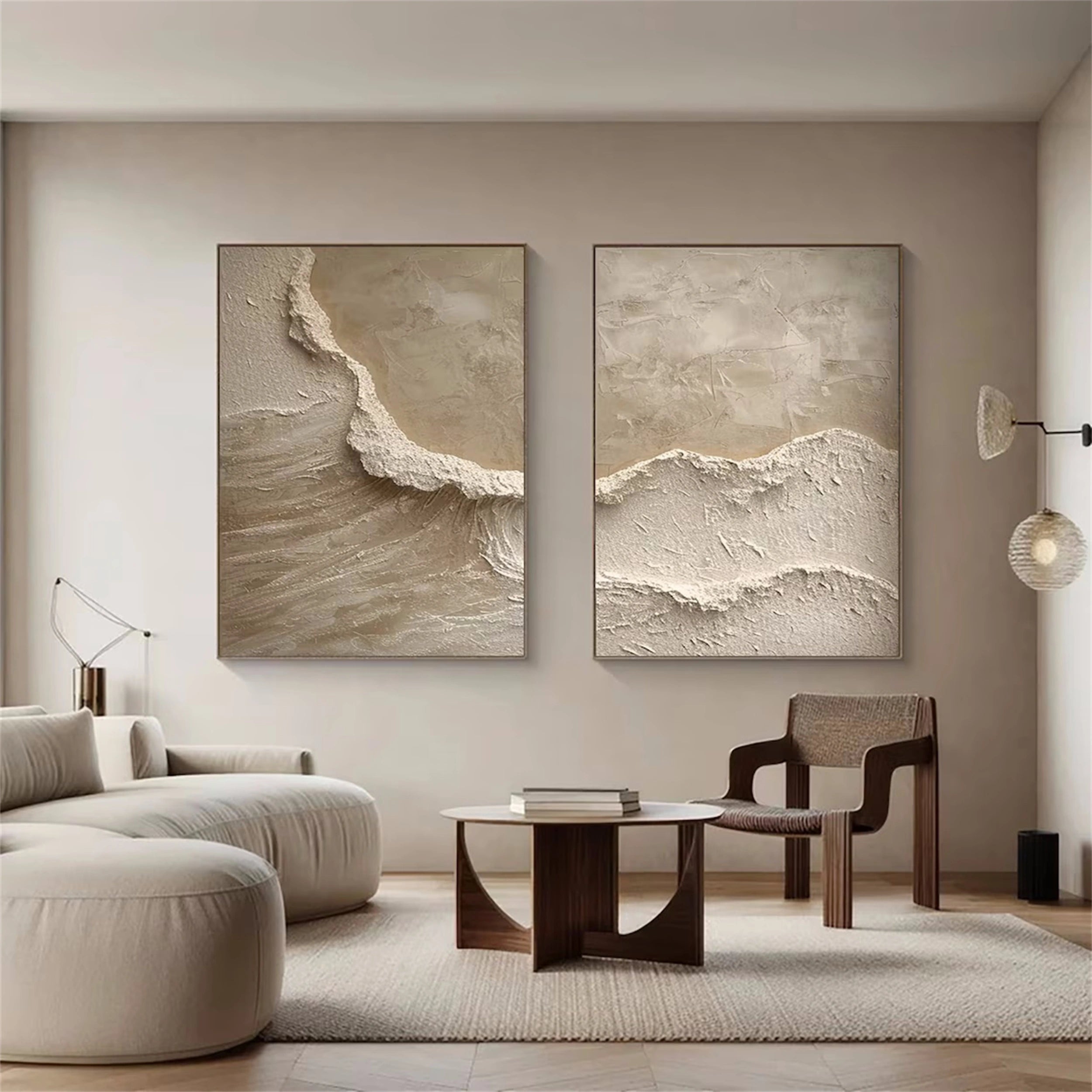 Ocean and Sky Painting Set of 2 - Modern Coastal Wall Art for Living Room & Bedroom Decor | Ready to Hang Canvas Prints | Home & Office Wall Decor