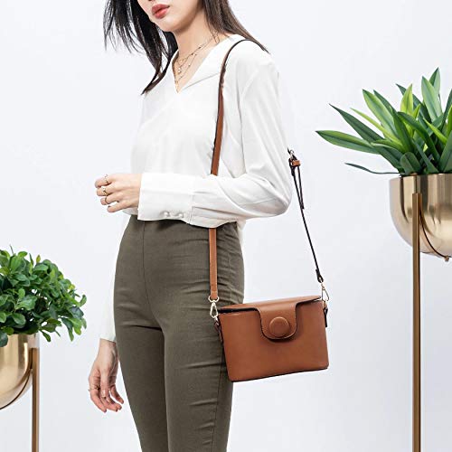 Melie Bianco Adelynn Vegan Leather Crossbody Bag - Saddle Brown, Stylish & Cruelty-Free Handbag for Women | Perfect for Work, Travel & Everyday Use