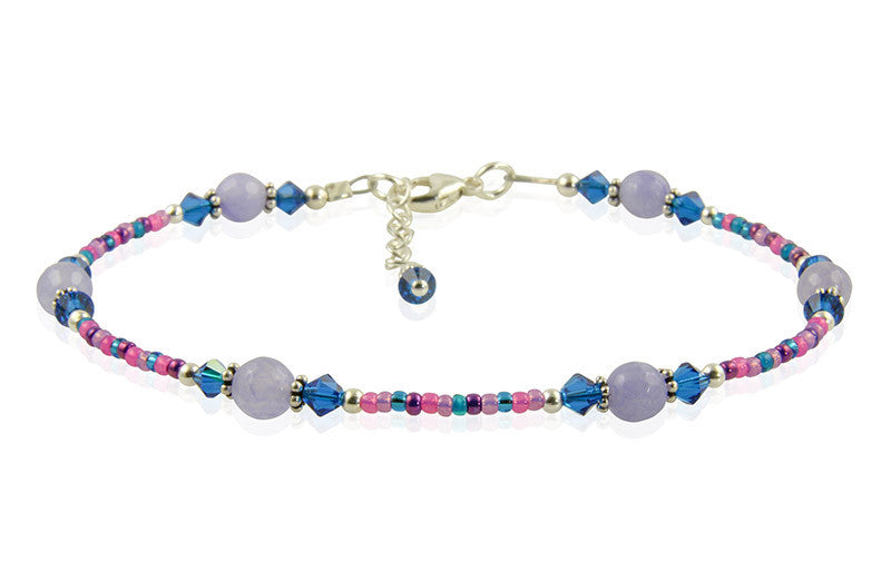 Blue Jade Gemstone Beaded Anklet - Handmade Adjustable Ankle Bracelet for Women - Perfect for Yoga, Beach & Boho Fashion