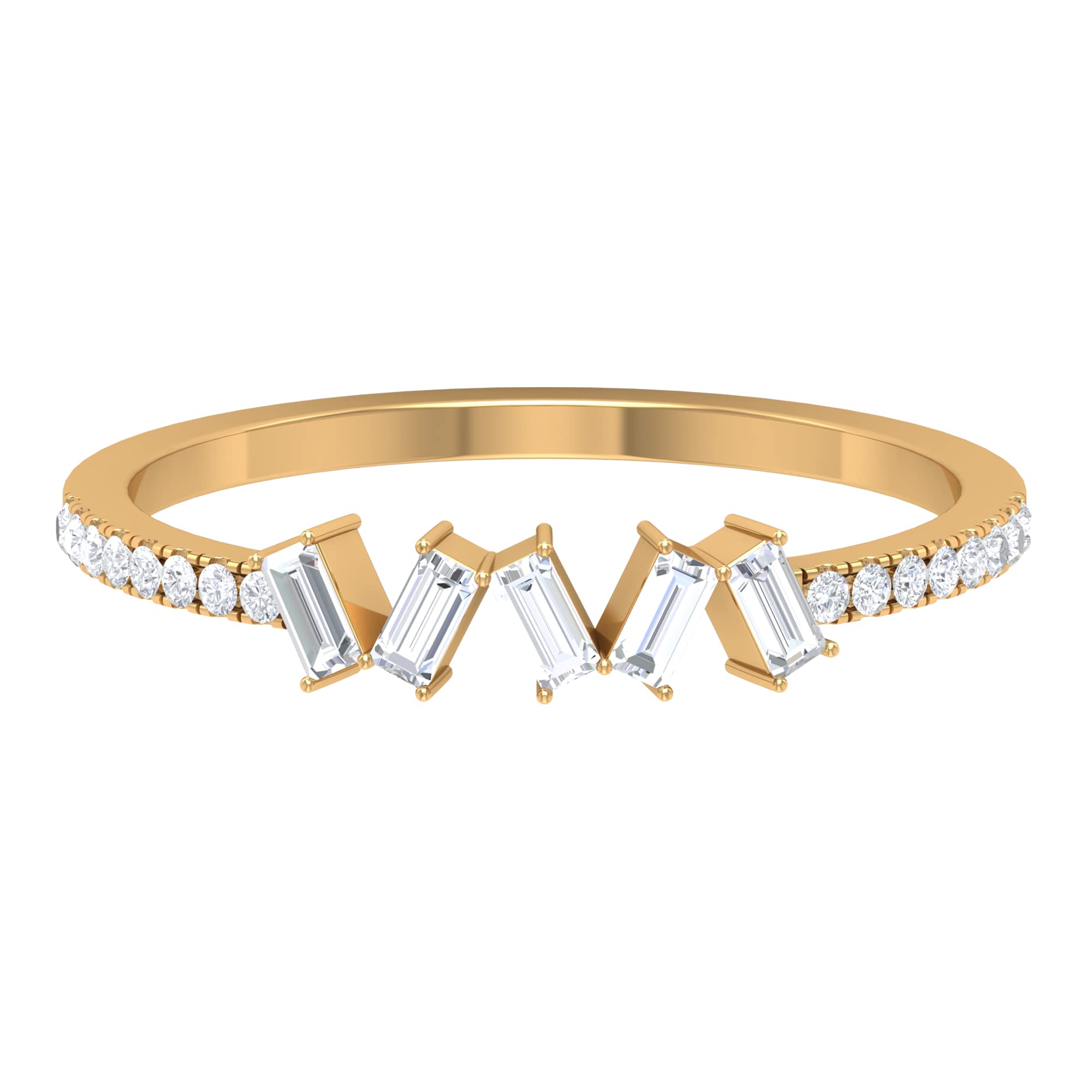 0.25 CT Diamond Promise Ring for Women - 14K Solid Gold Baguette & Round Cut Minimalist Engagement Ring | Perfect for Anniversaries, Proposals & Special Occasions