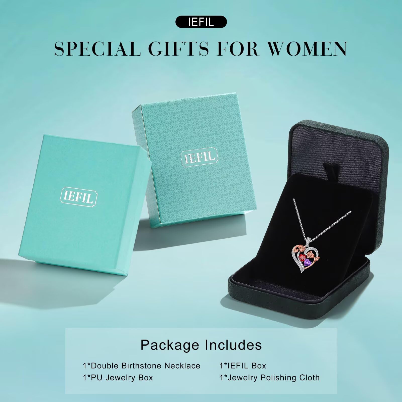925 Sterling Silver Rose Heart Necklace with Birthstone - Romantic Valentines Day Gifts for Her, Anniversary & Birthday Jewelry for Women, Wife, Girlfriend - Perfect for Date Nights & Special Occasions