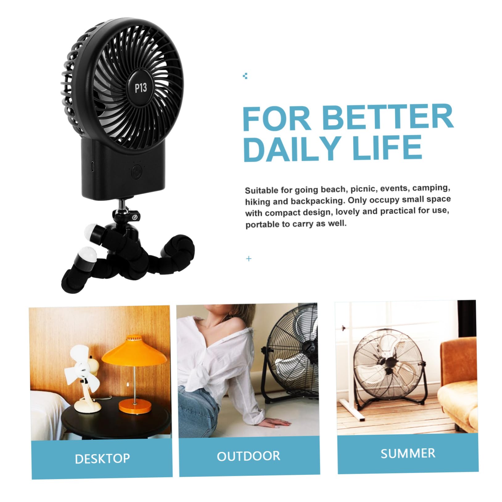 HEMOTON 5-Pack Portable Octopus Fan - USB Rechargeable Mini Fan for Travel, Camping, Stroller, Baby Seat & Office - Quiet Cooling Fan with Flexible Arms for Personal Use Anywhere